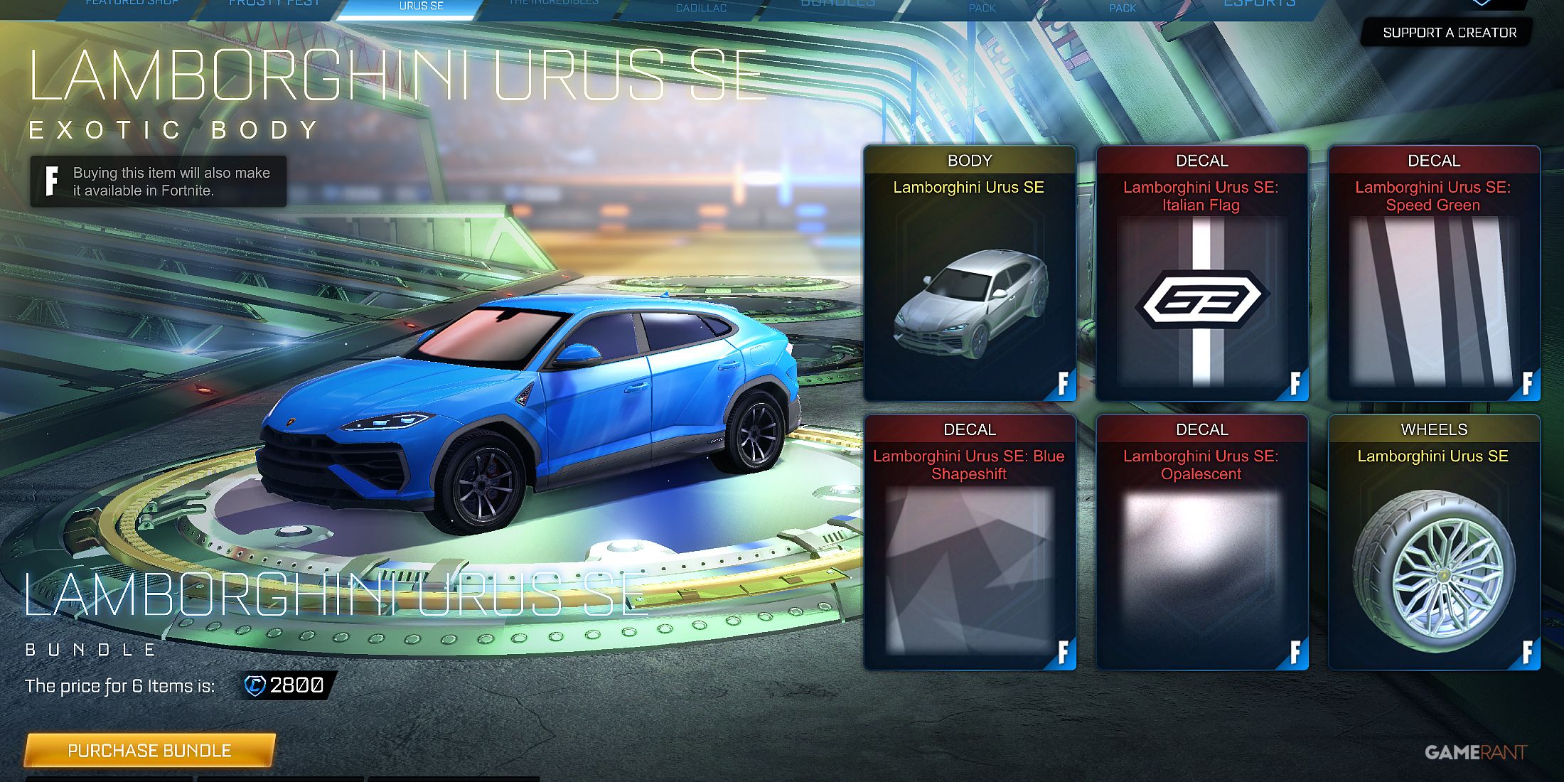 Lamborghini Urus SE in Rocket League 