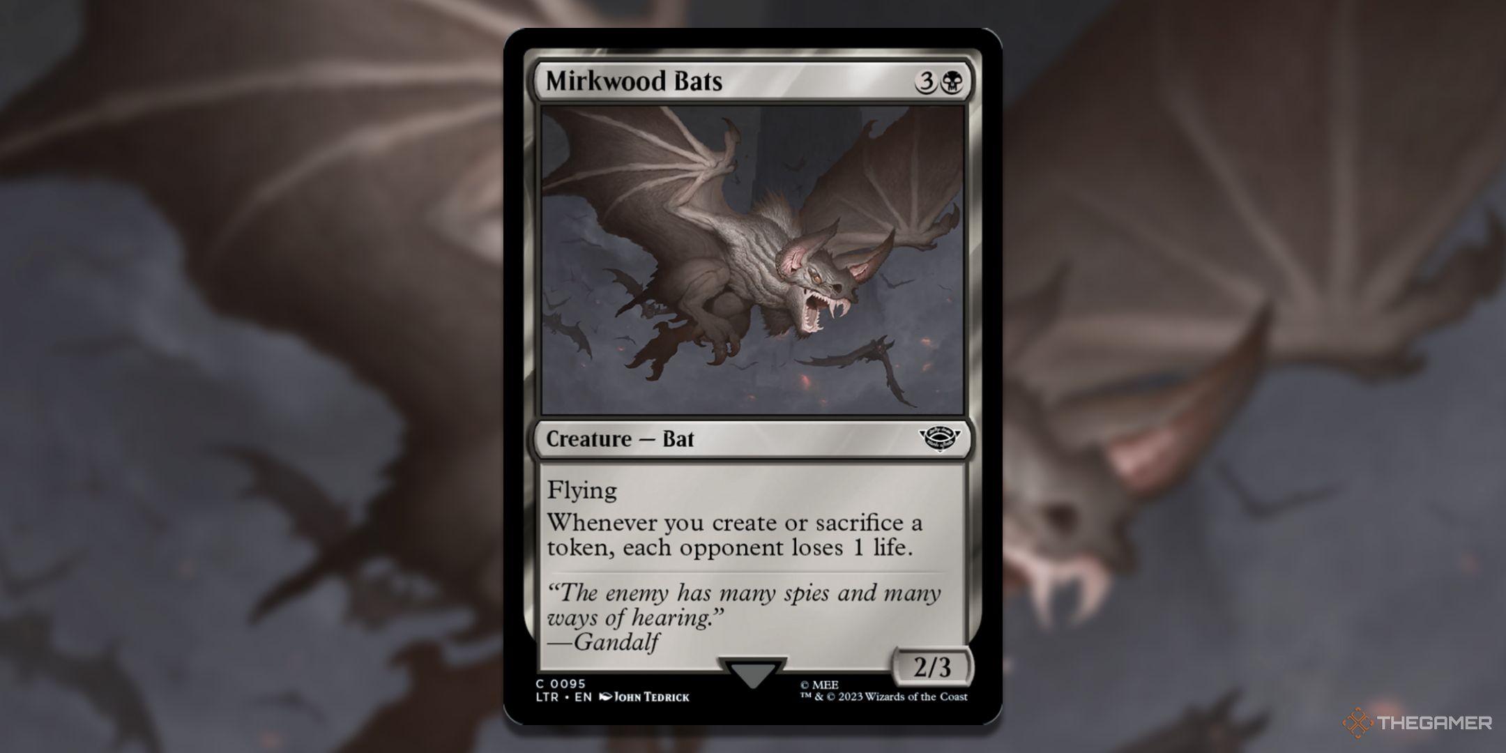 MTG Mirkwood Bats card with the art in the background.