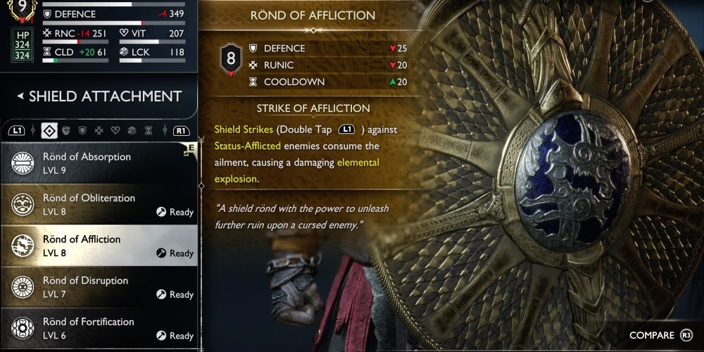 god of war ragnarok shield rond of affliction