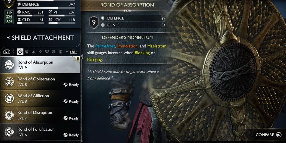 god of war ragnarok shield rond of absorption