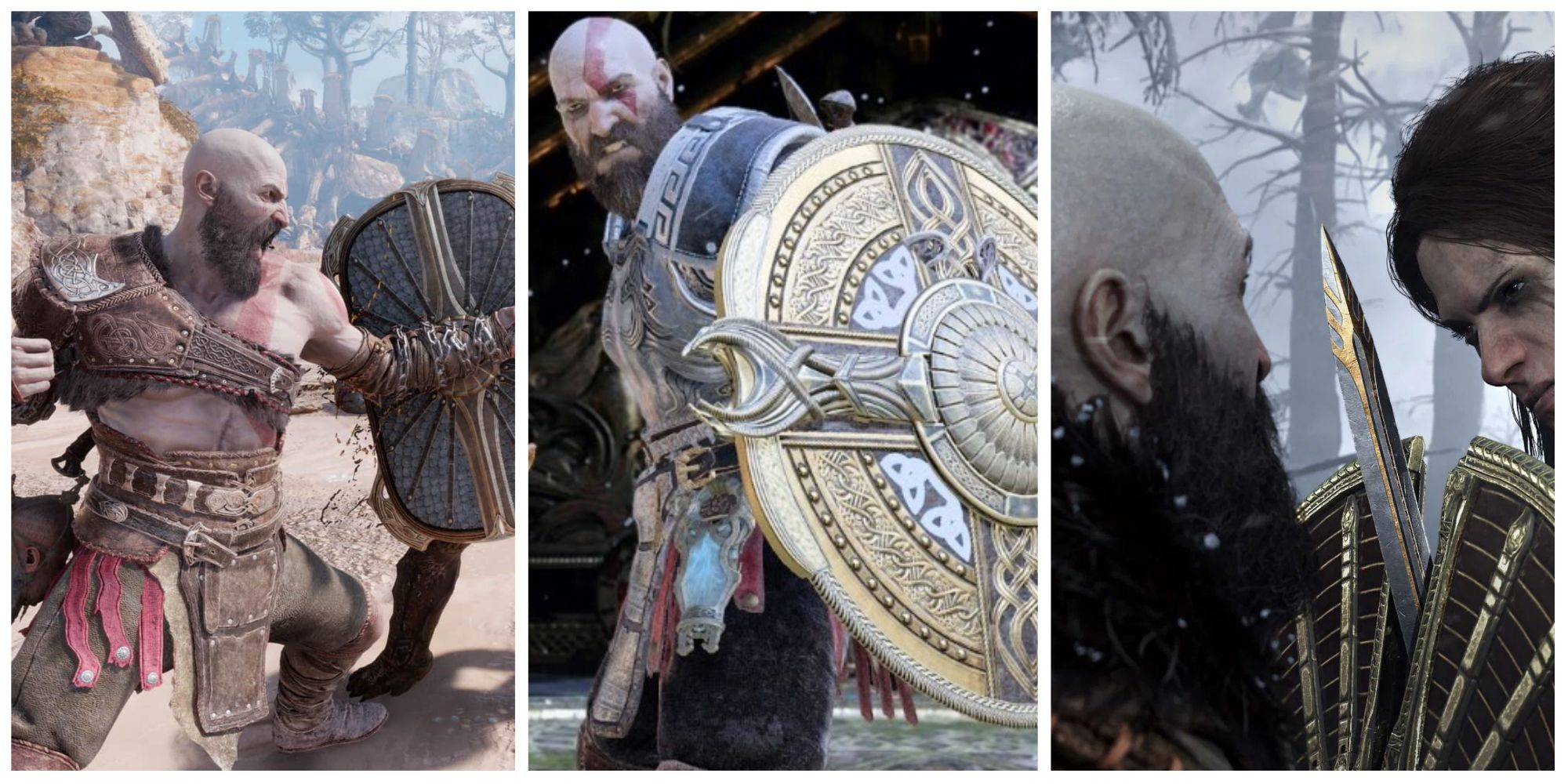 kratos with his shield, kratos vs freya in god of war ragnarok