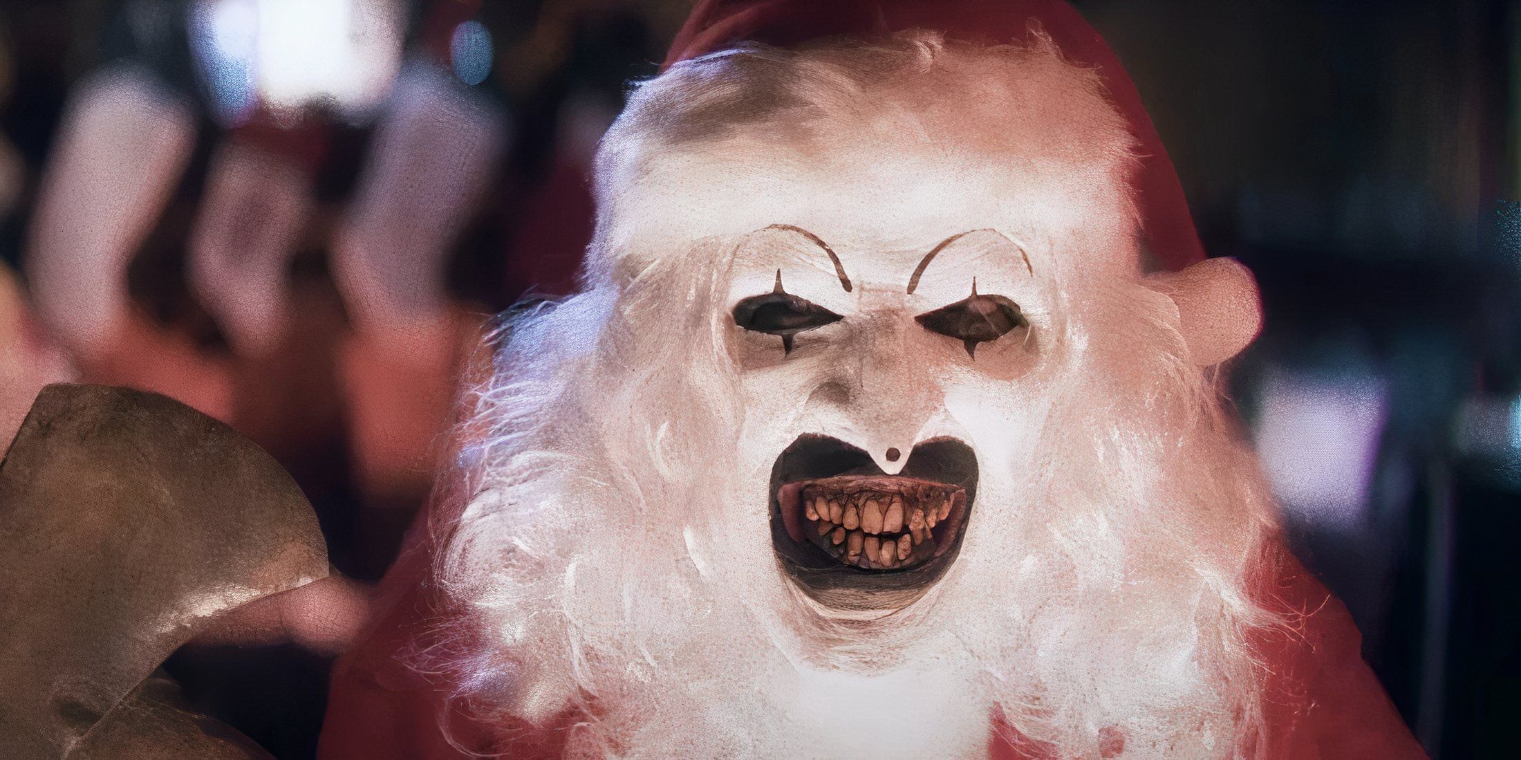 Art the Clown as Santa in Christmas Horror Movie Terrifier 3