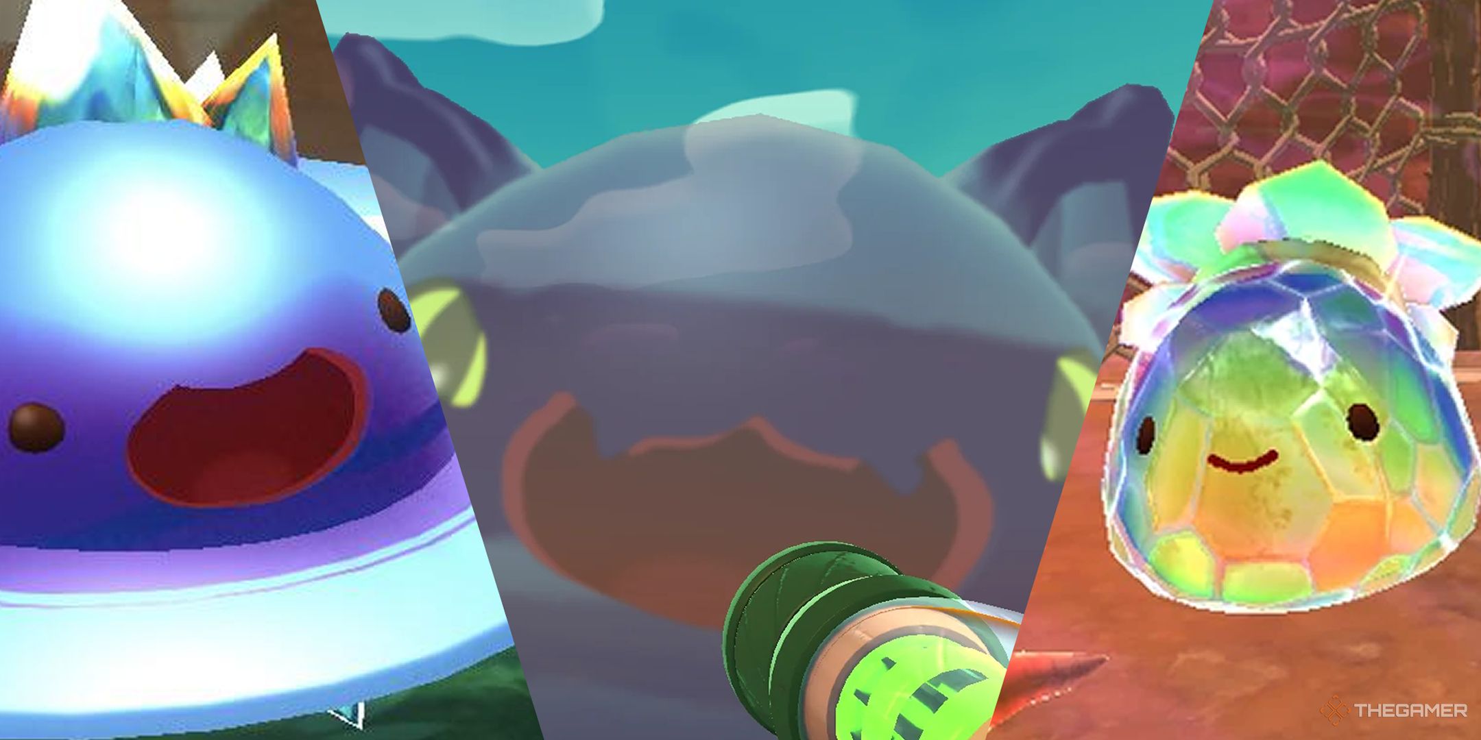 A Split Image Depicting Various Largo Slimes From Slime Rancher.