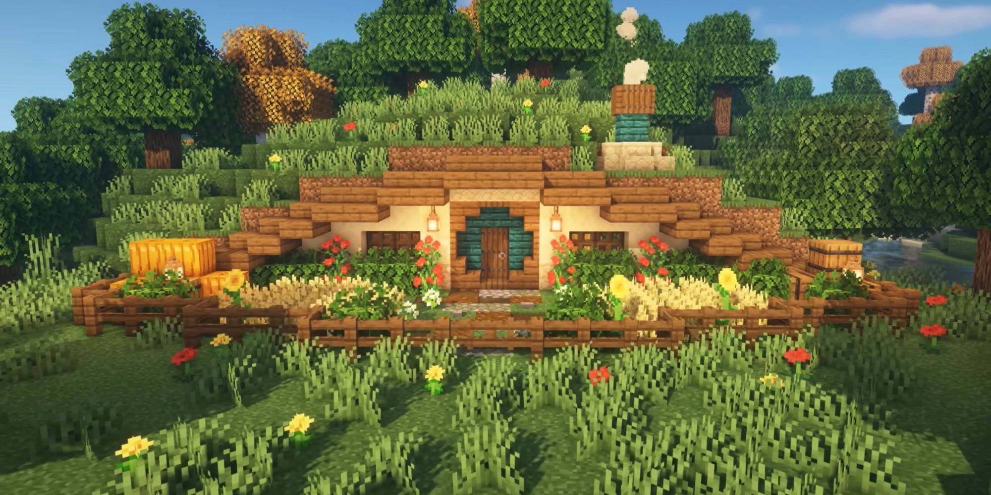Simple minecraft house idea - hobbit hole