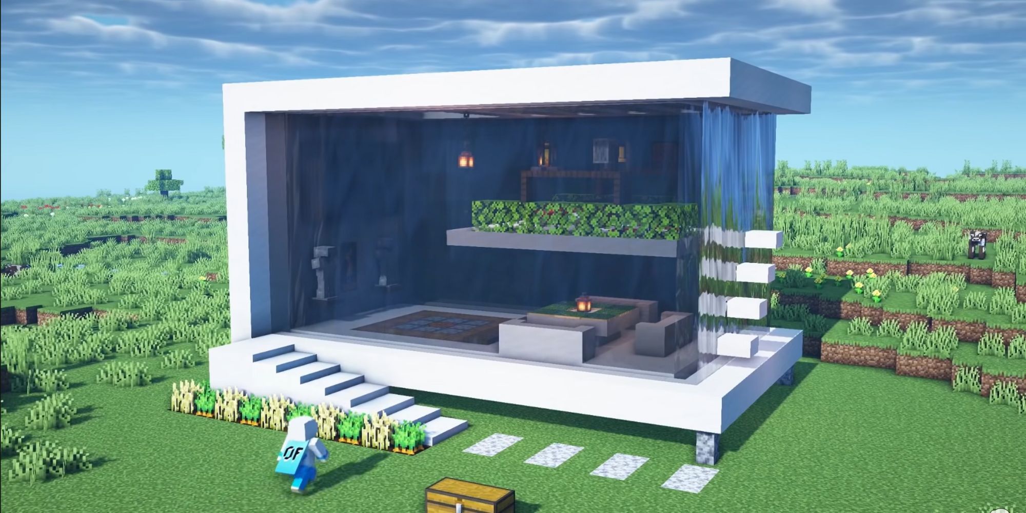 Simple Minecraft house idea - Waterfall wall base 