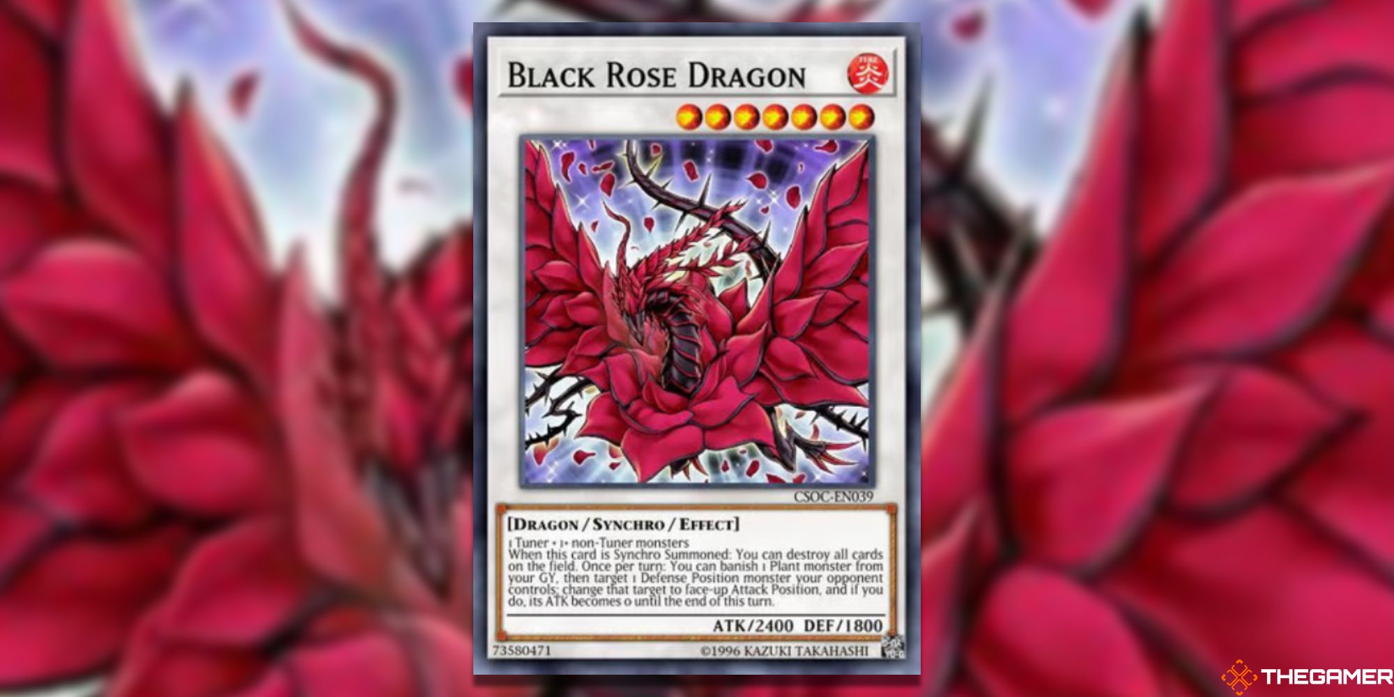 Yu-Gi-Oh! Black Rose Dragon on blurred background.