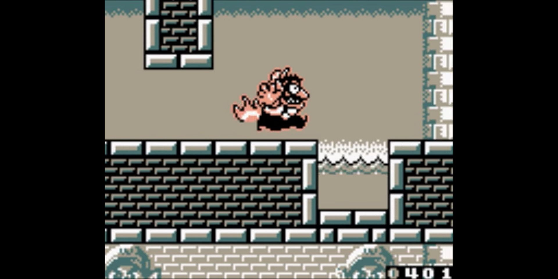 Wario running around while on fire in Wario Land 2.