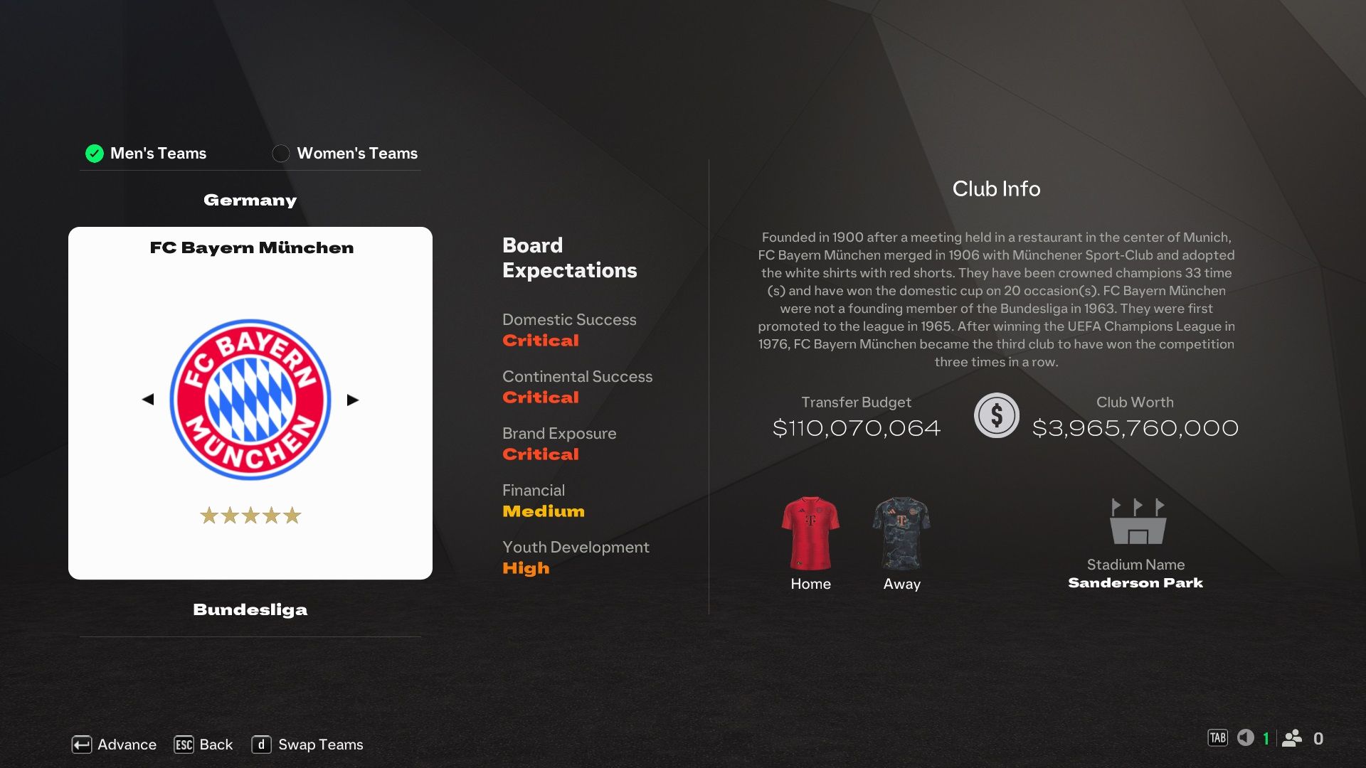 Bayern Munich in EA Sports FC 25.