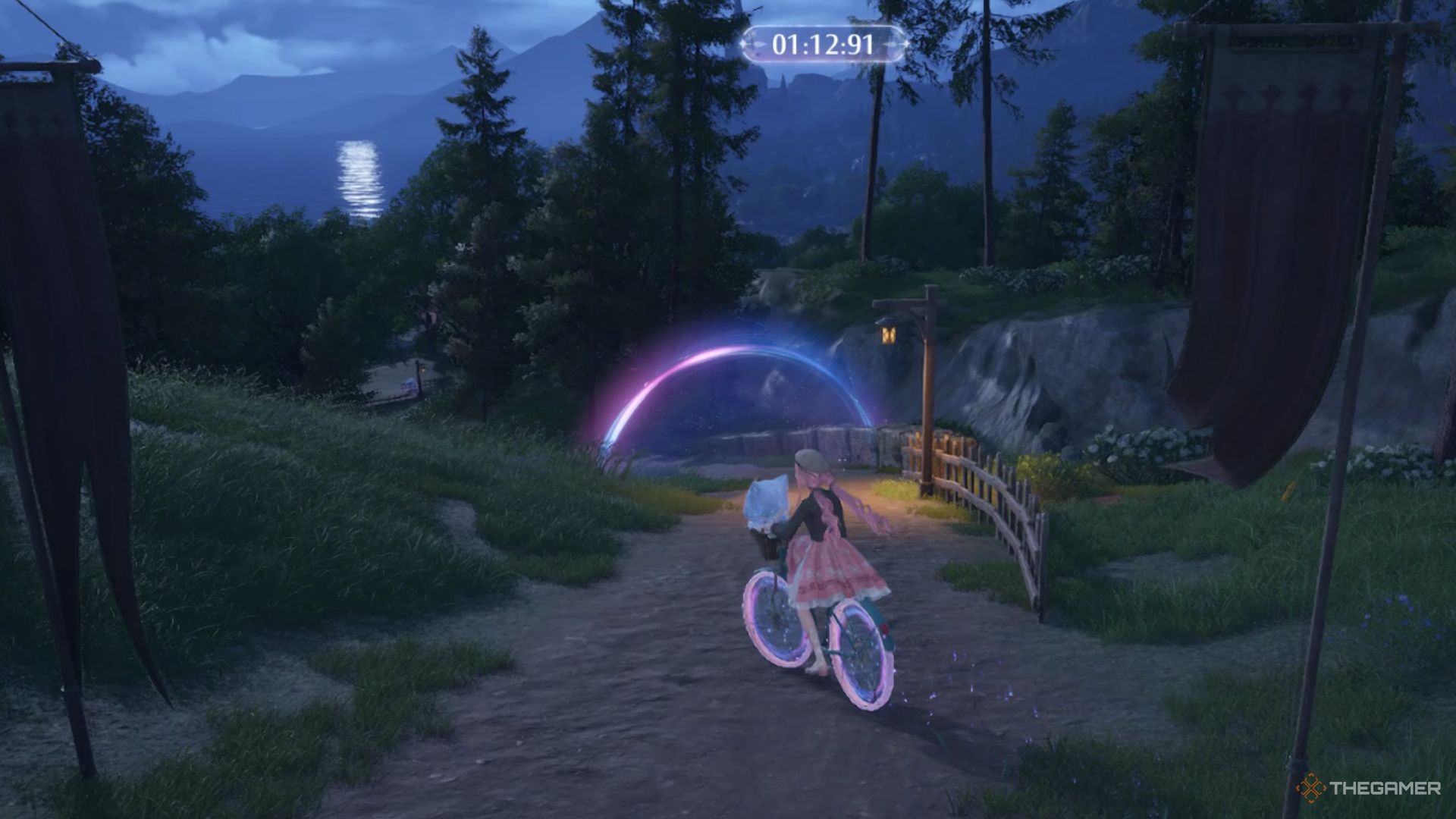 Nikki is riding a bike in the Whimcycle Race Minigame in Infinity Nikki.