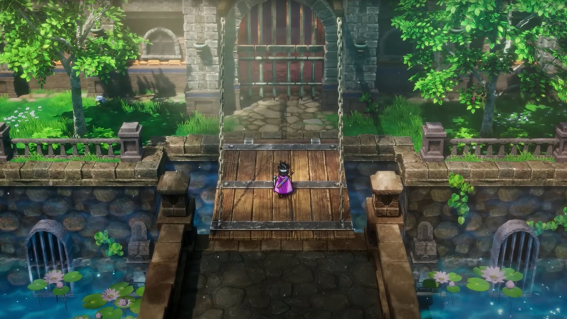 The Hero entering a castle in Dragon Quest 3 Remake.