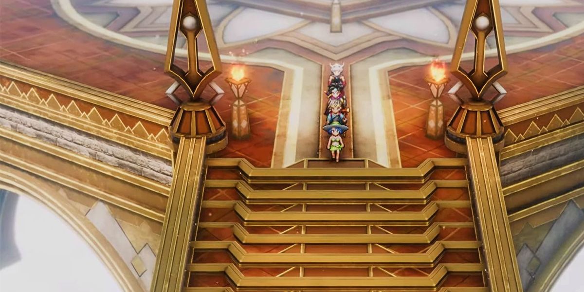 The part of Dragon Quest 3 HD-2D Remake walks through the Temple of Trials.