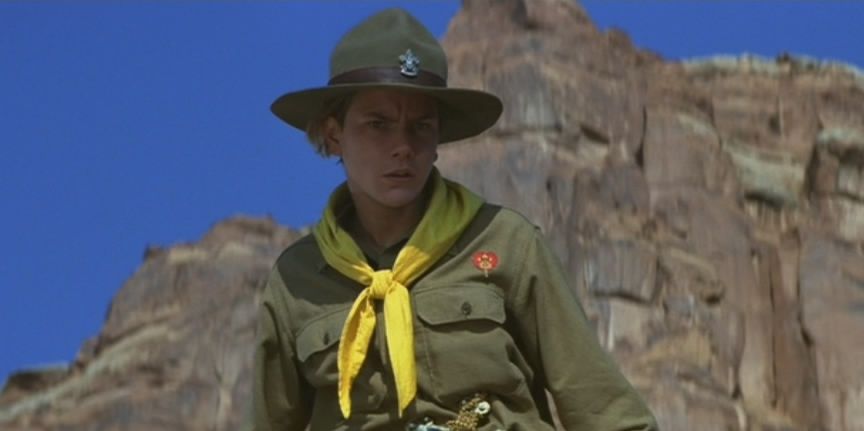 Indiana Jones and the Last Crusade: River Phoenix in a boy scouts uniform as Indy.