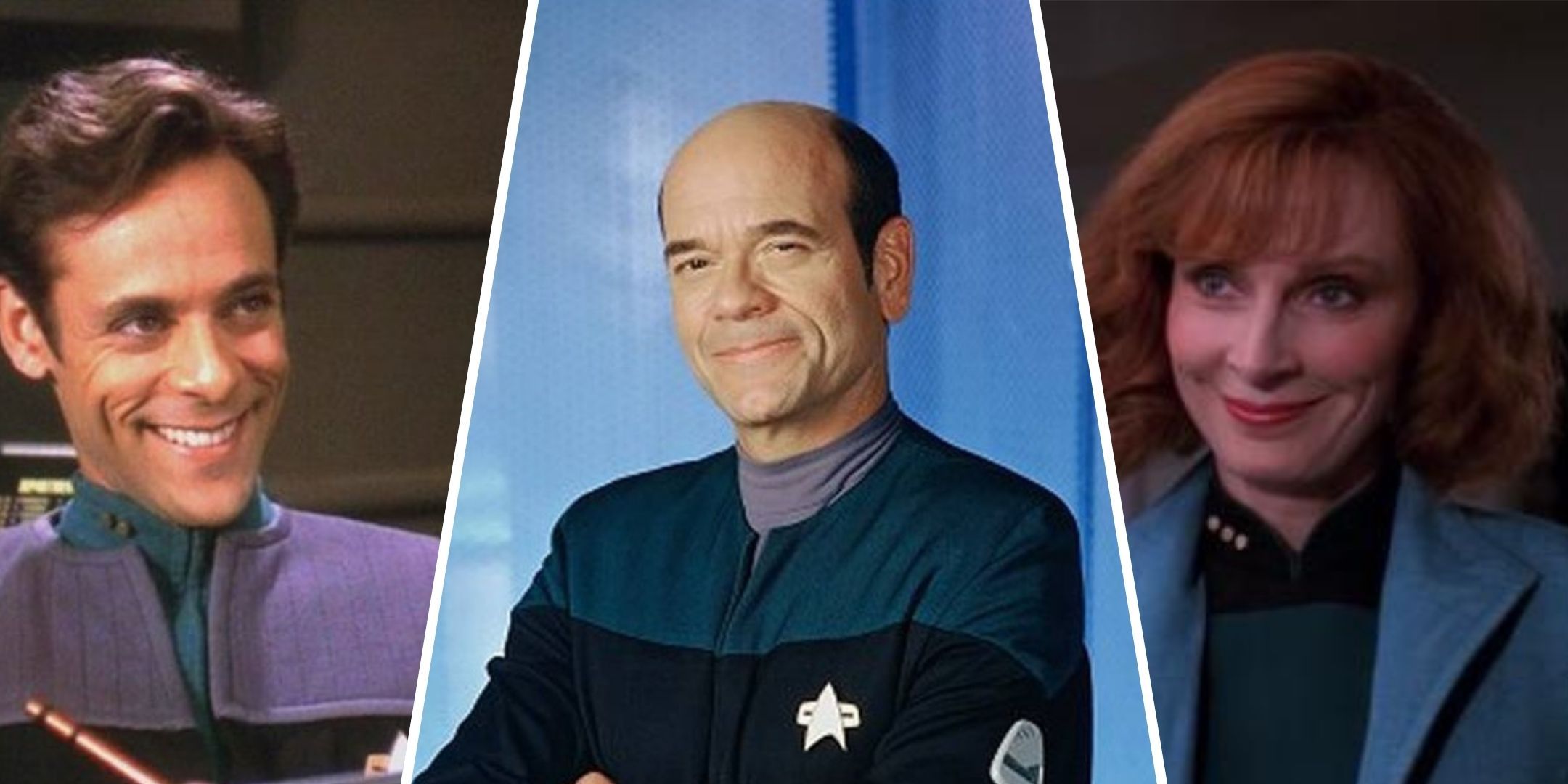 An image collage of Doctor Bashir, The Doctor and Doctor Crusher from Star Trek.