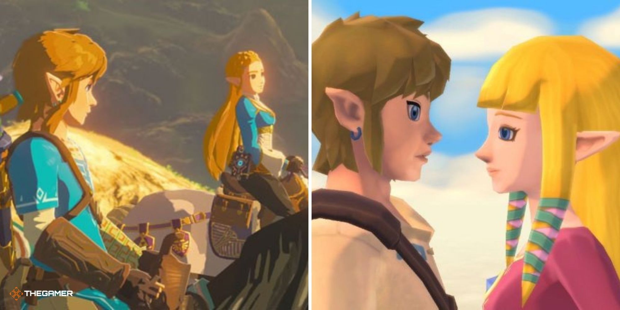 The Legend of Zelda - Link in Zelda in Breath of the Wild (left) and Skyward Sword (right).