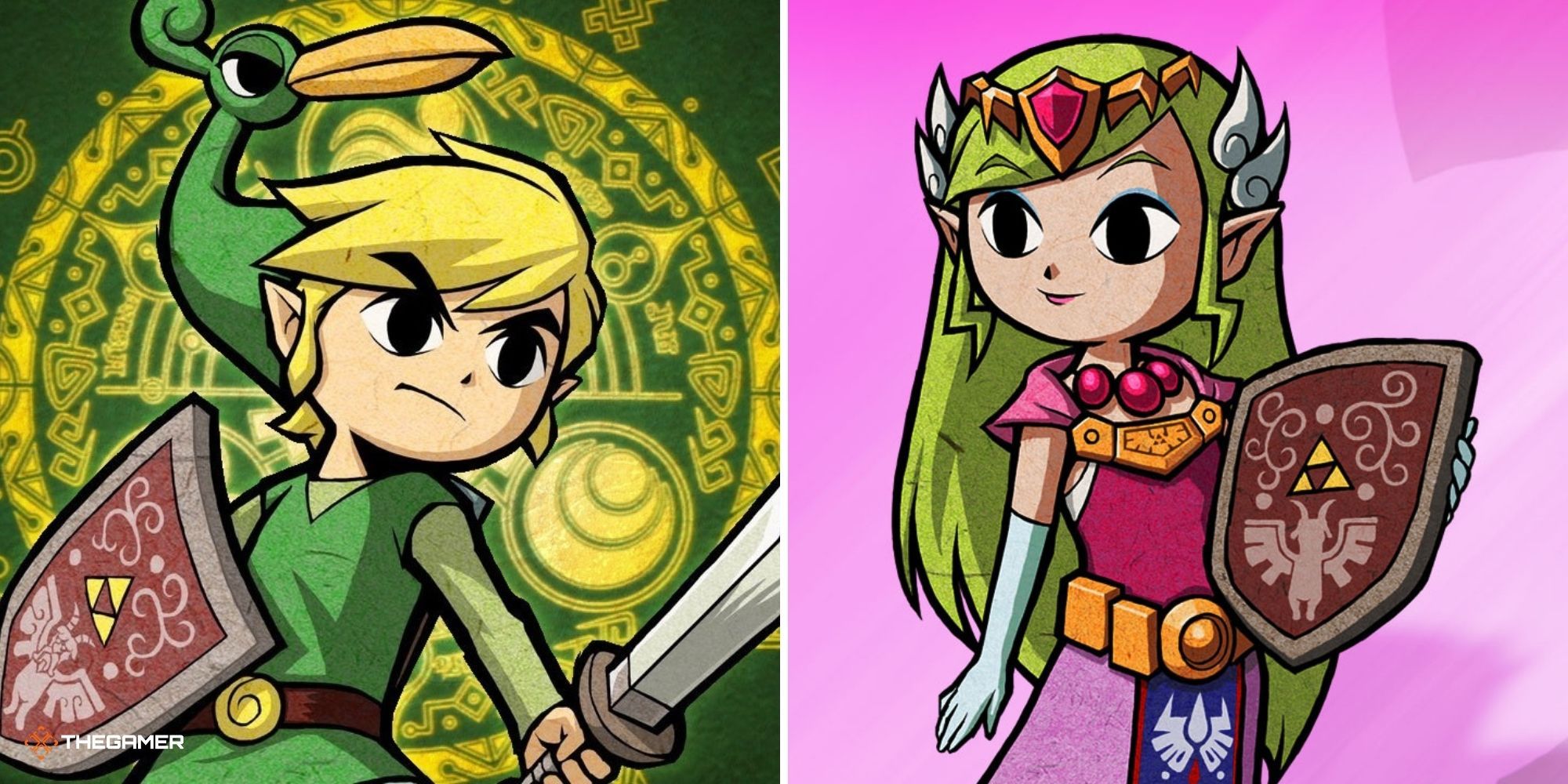 Link on left, Zelda on right from The Legend of Zelda The Minish Cap.