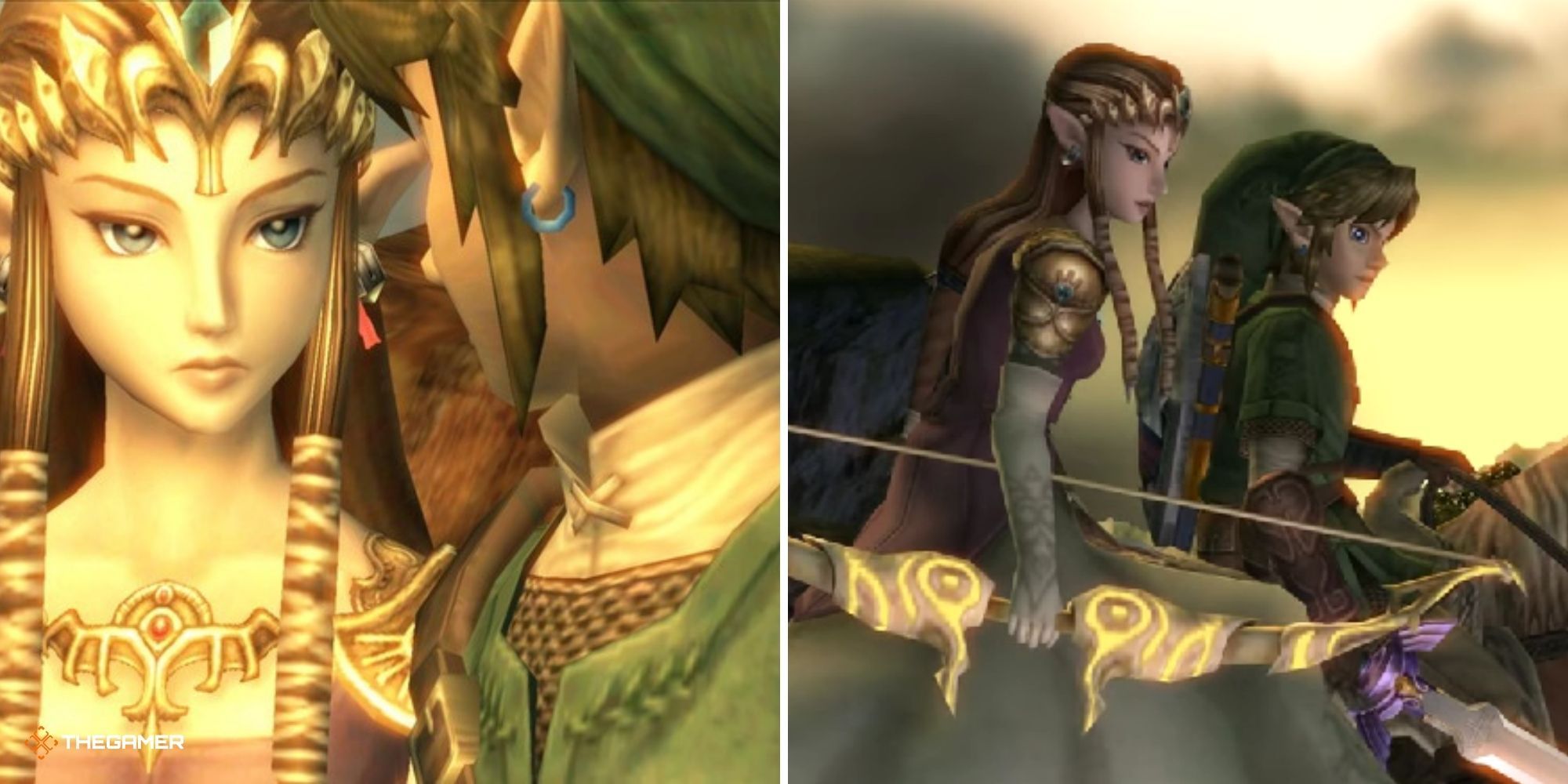 Zelda and Link in Twilight Princess.