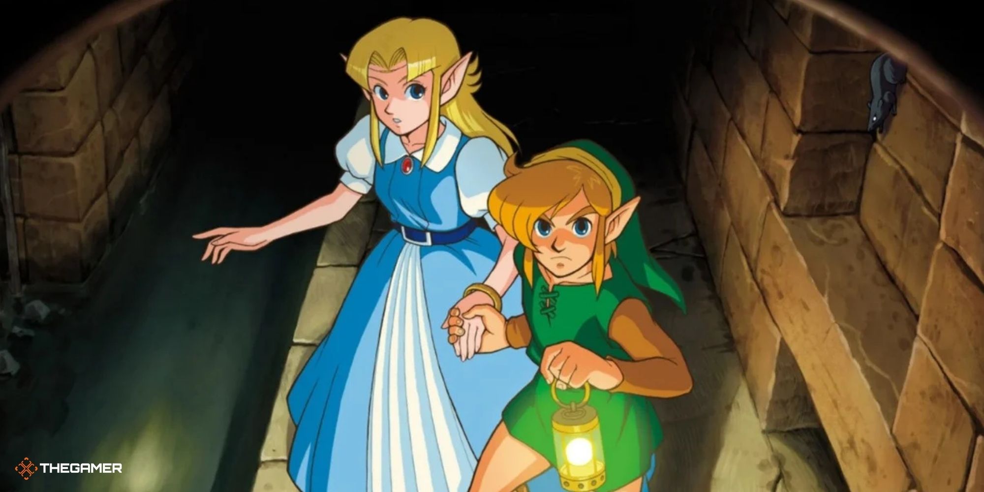 Link and Zelda in official art for A Link to the Past.