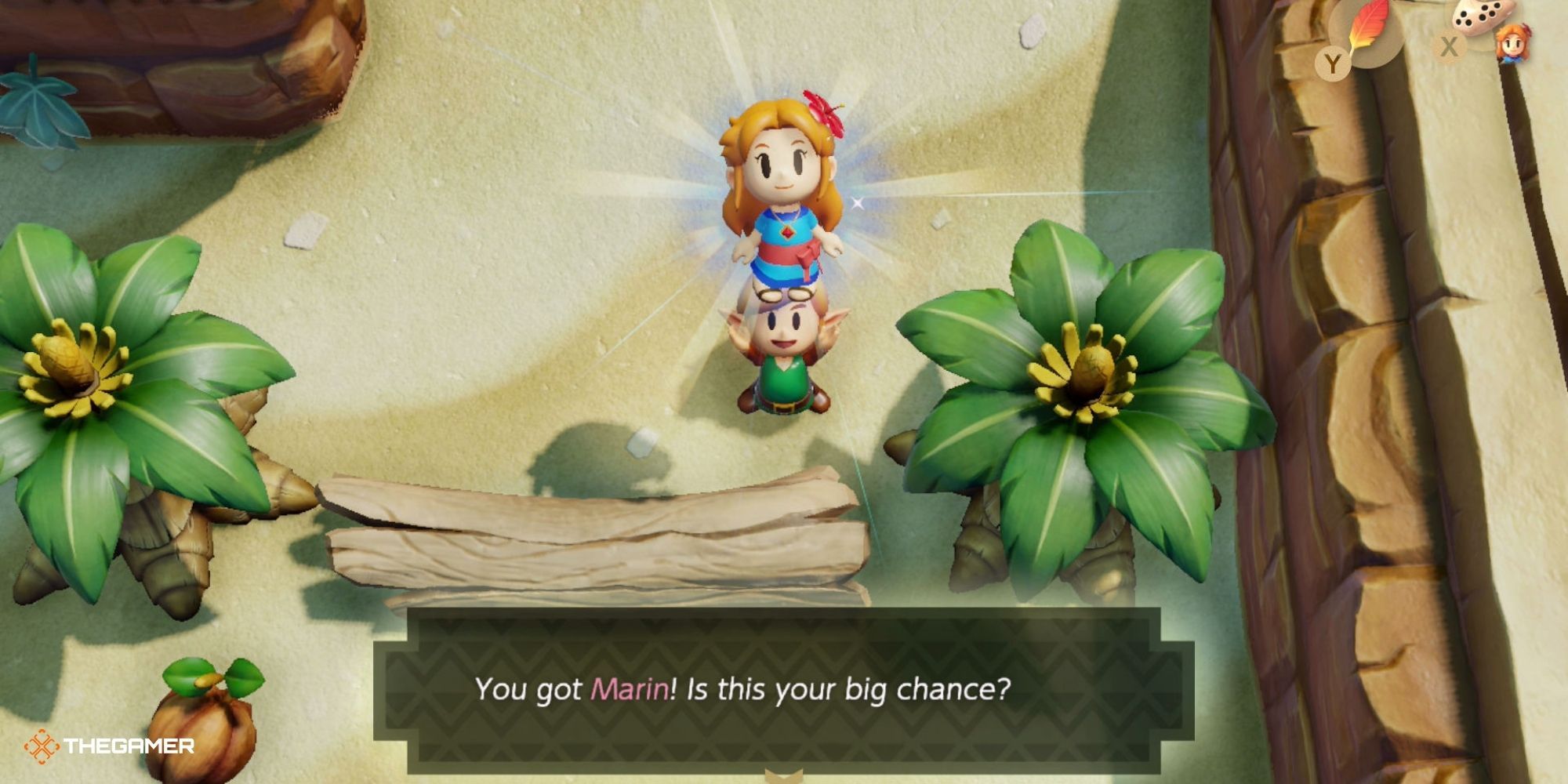 Link and Marin in The Legend of Zelda Link's Awakening.