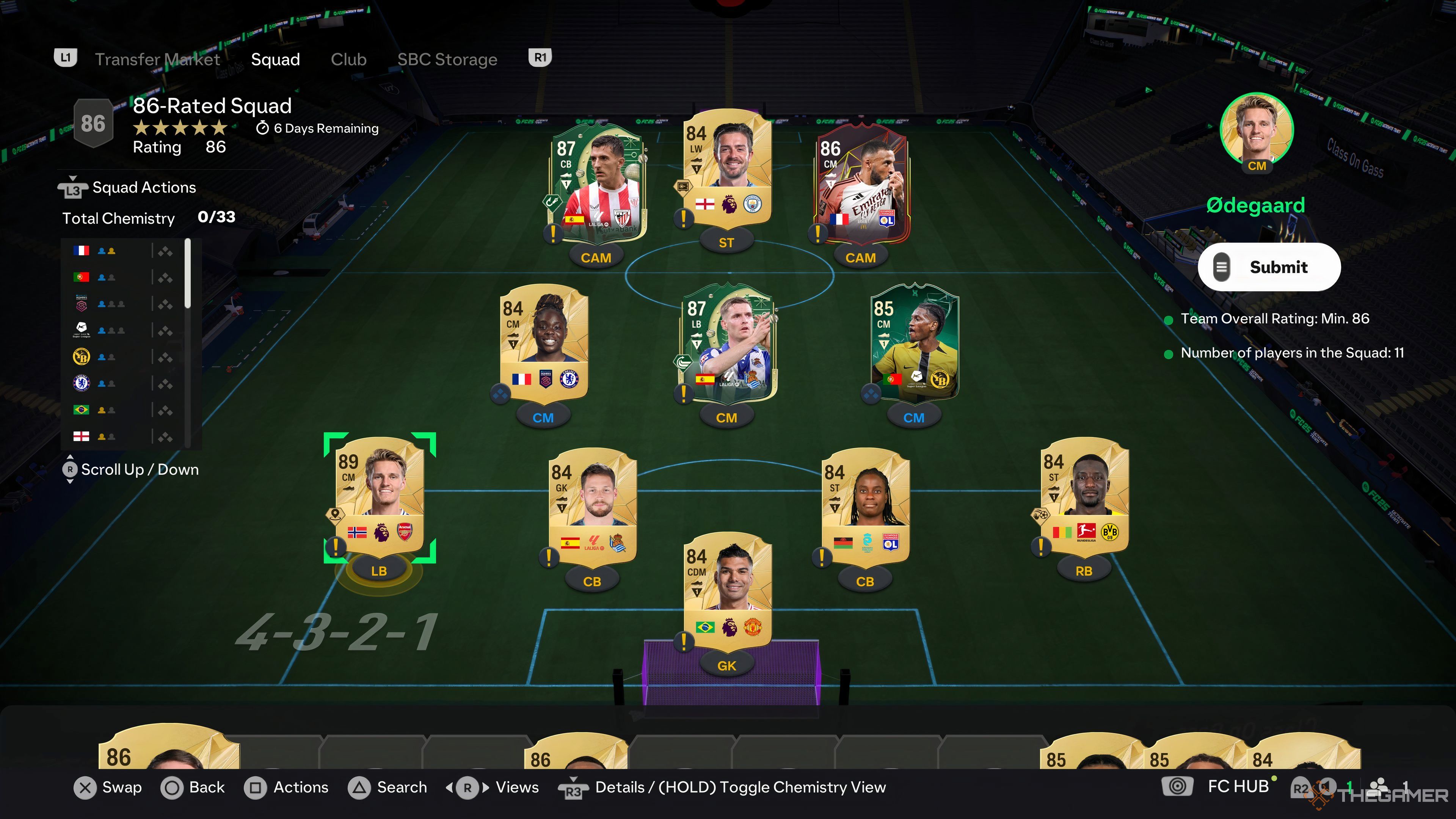 A screenshot of 86 rated squad solution in EA Sports FC 25. 