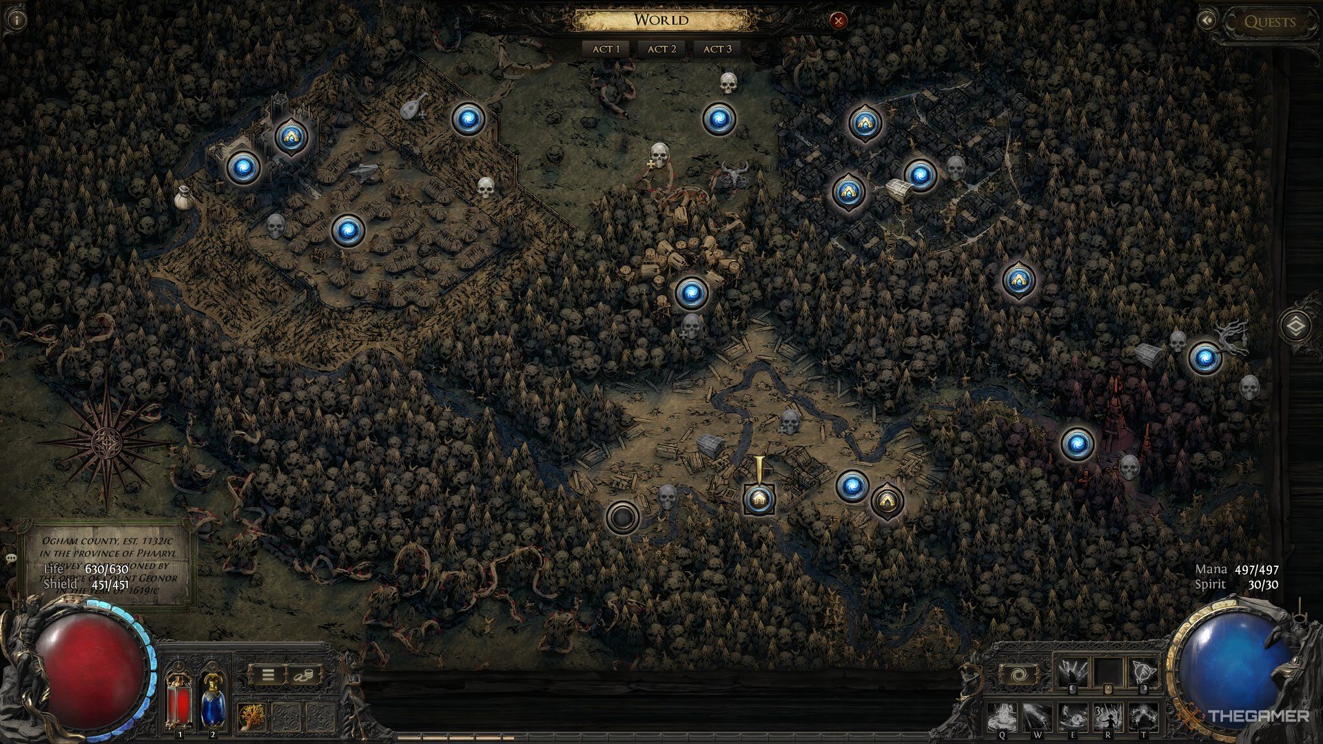 Act 1 map display in Path of Exile 2.