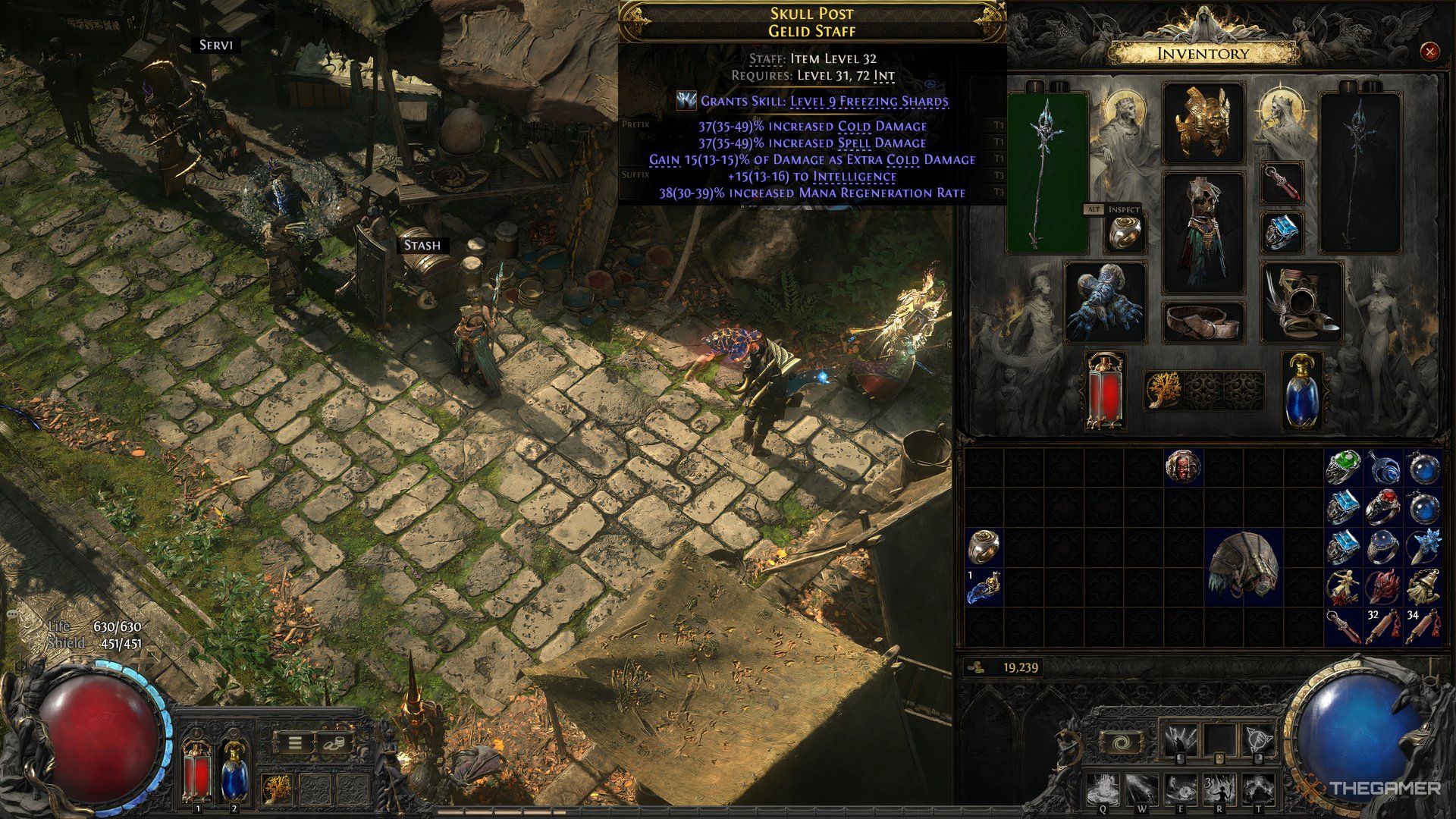 Gelid Staff display screen in Path of Exile 2.