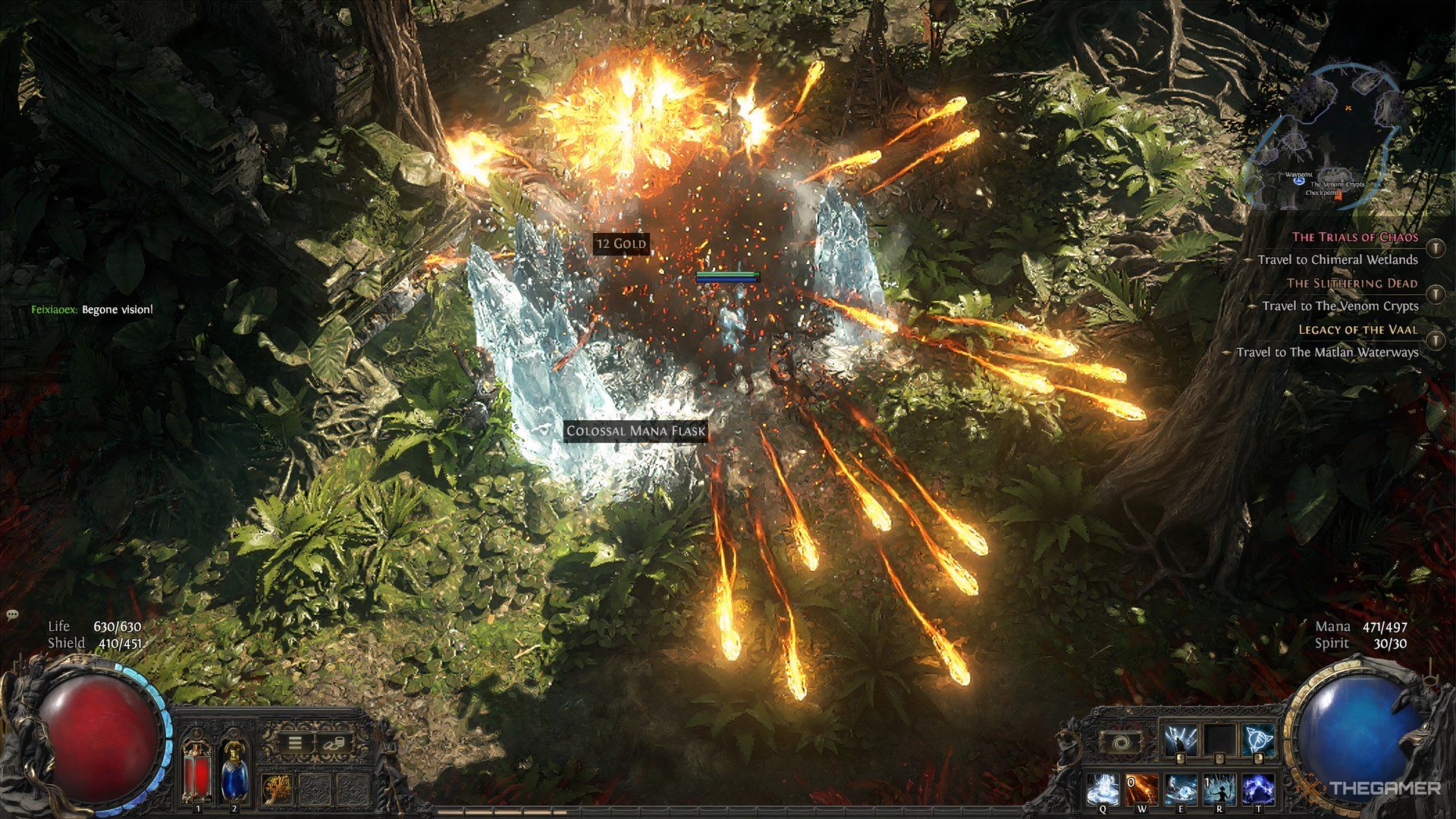 Fireball and Frostwall combo in Path of Exile 2.