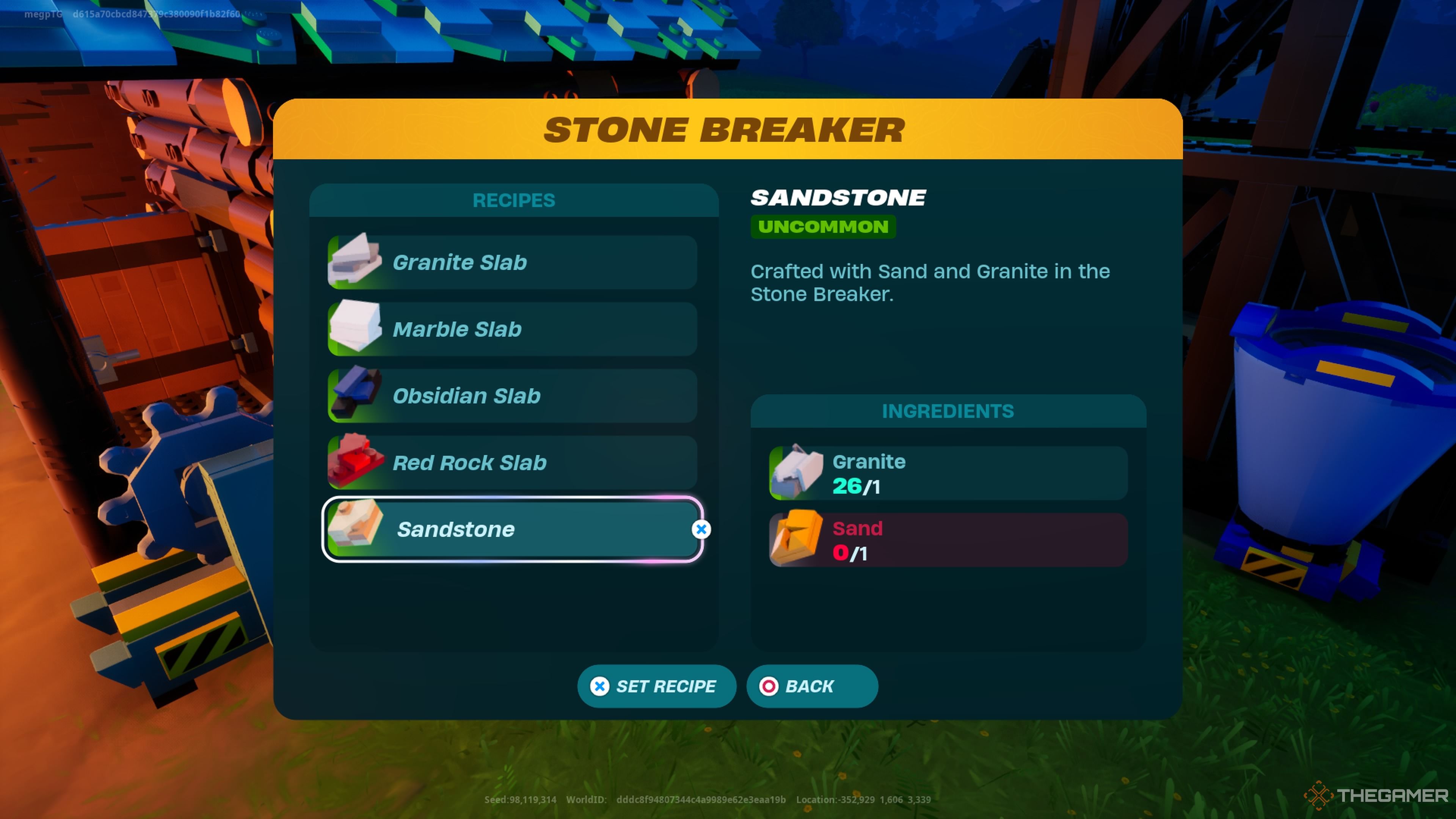 Creating Sandstone in Lego Fortnite Odyssey.