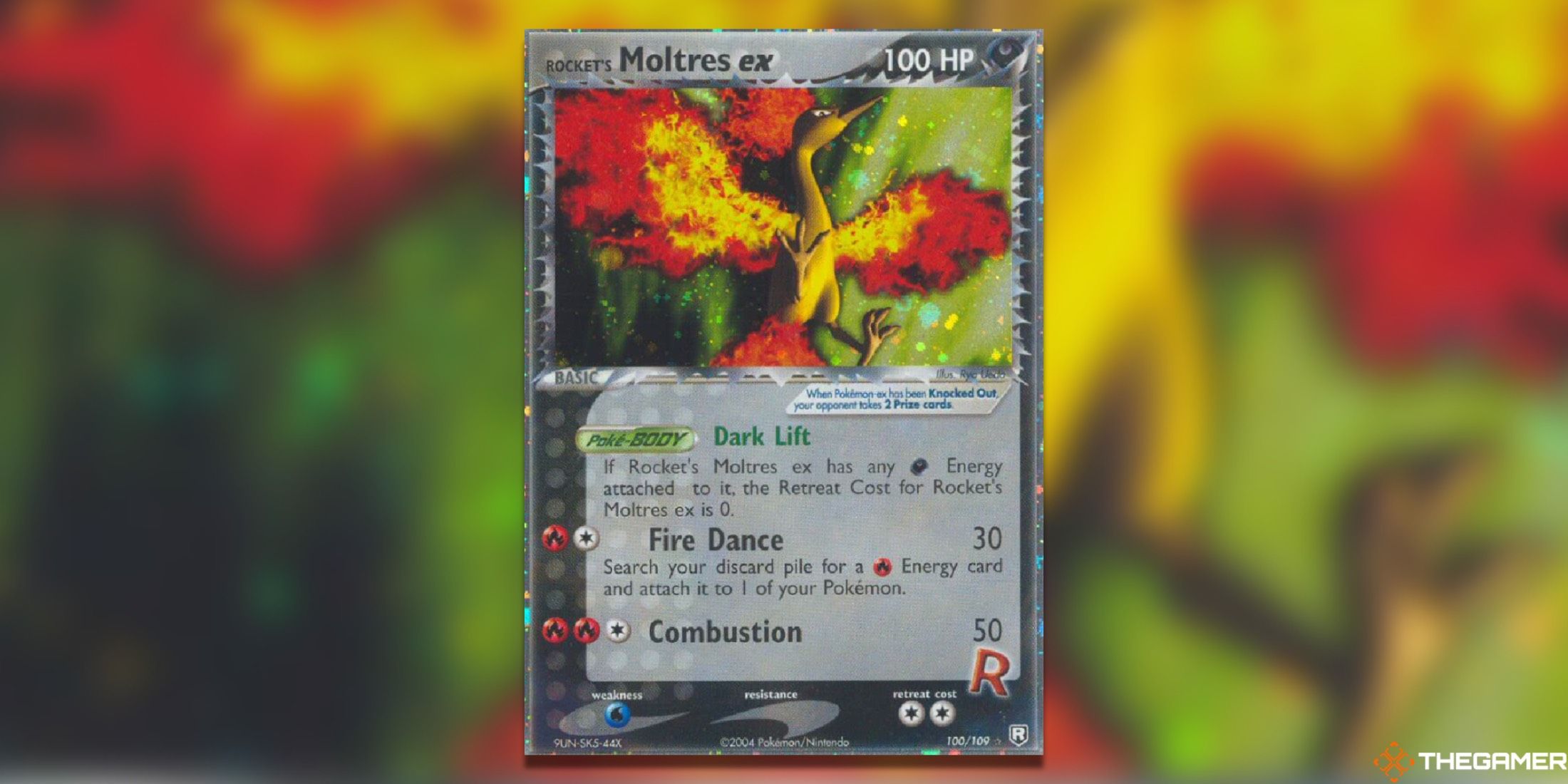 The Team Rocket Returns Moltres ex from the Pokemon TCG.