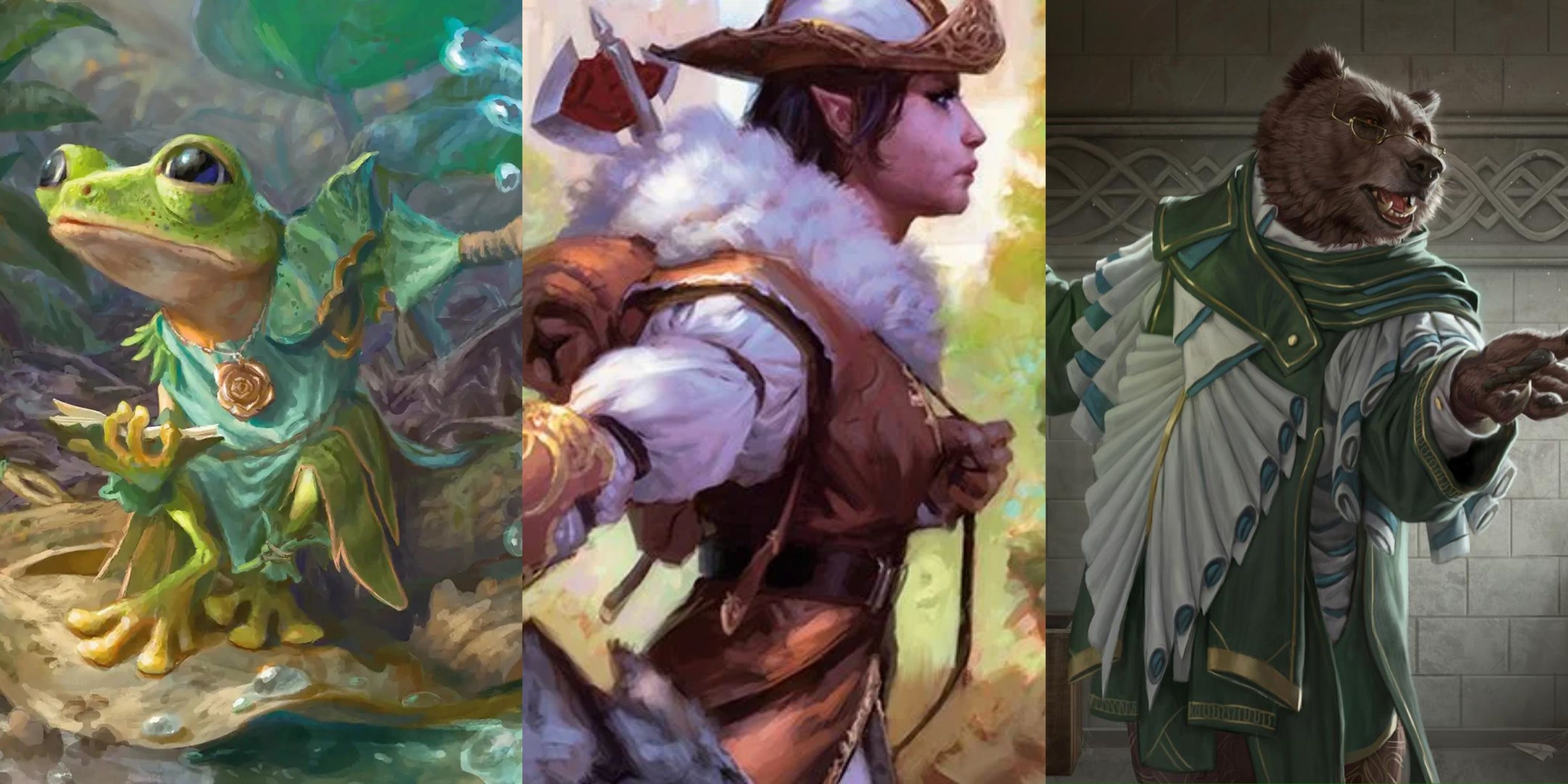 MTG Helga, Salvala, and Ruxa card artworks.