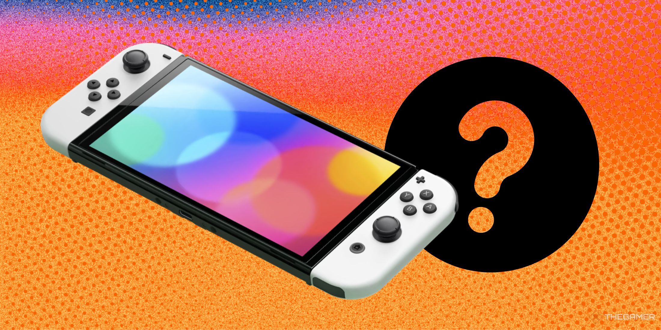 A photo of a Nintendo Switch and a question mark.