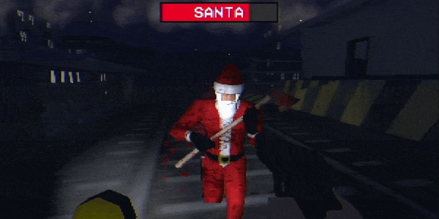 Evil Axe-Wielding Santa in Slay Bells.