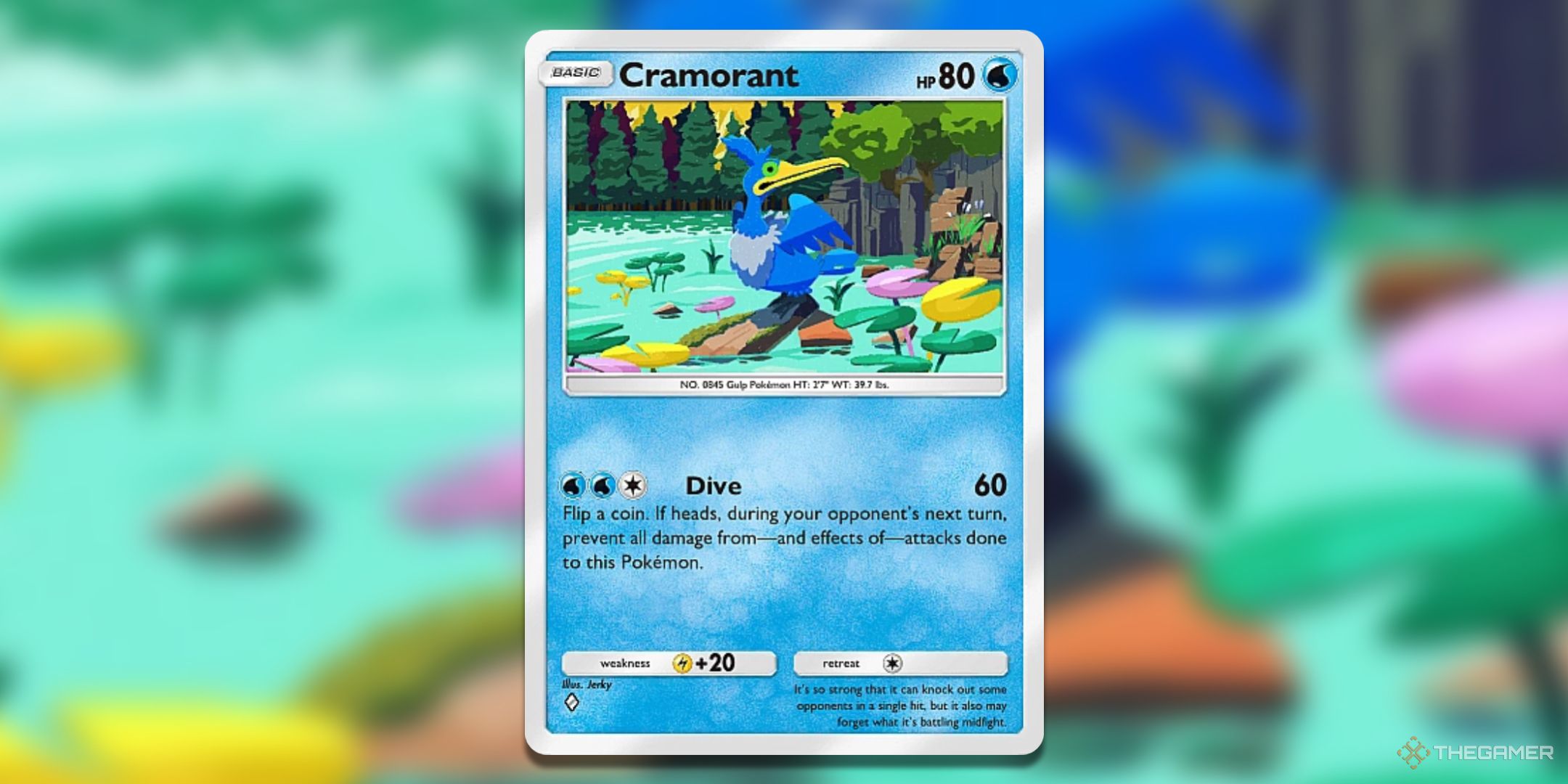 Cramorant Mythical Island Pokemon TCG Pocket Card Art.