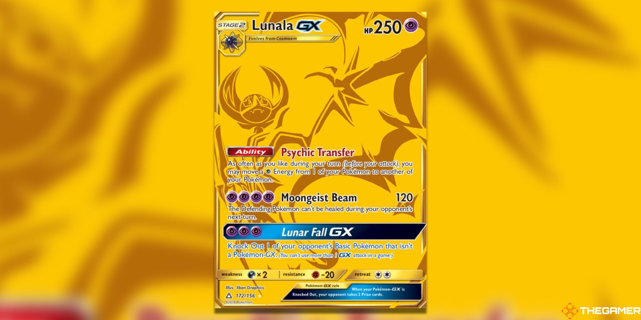 The Lunala GX Secret Rare from Ultra Prism in the Pokemon TCG.