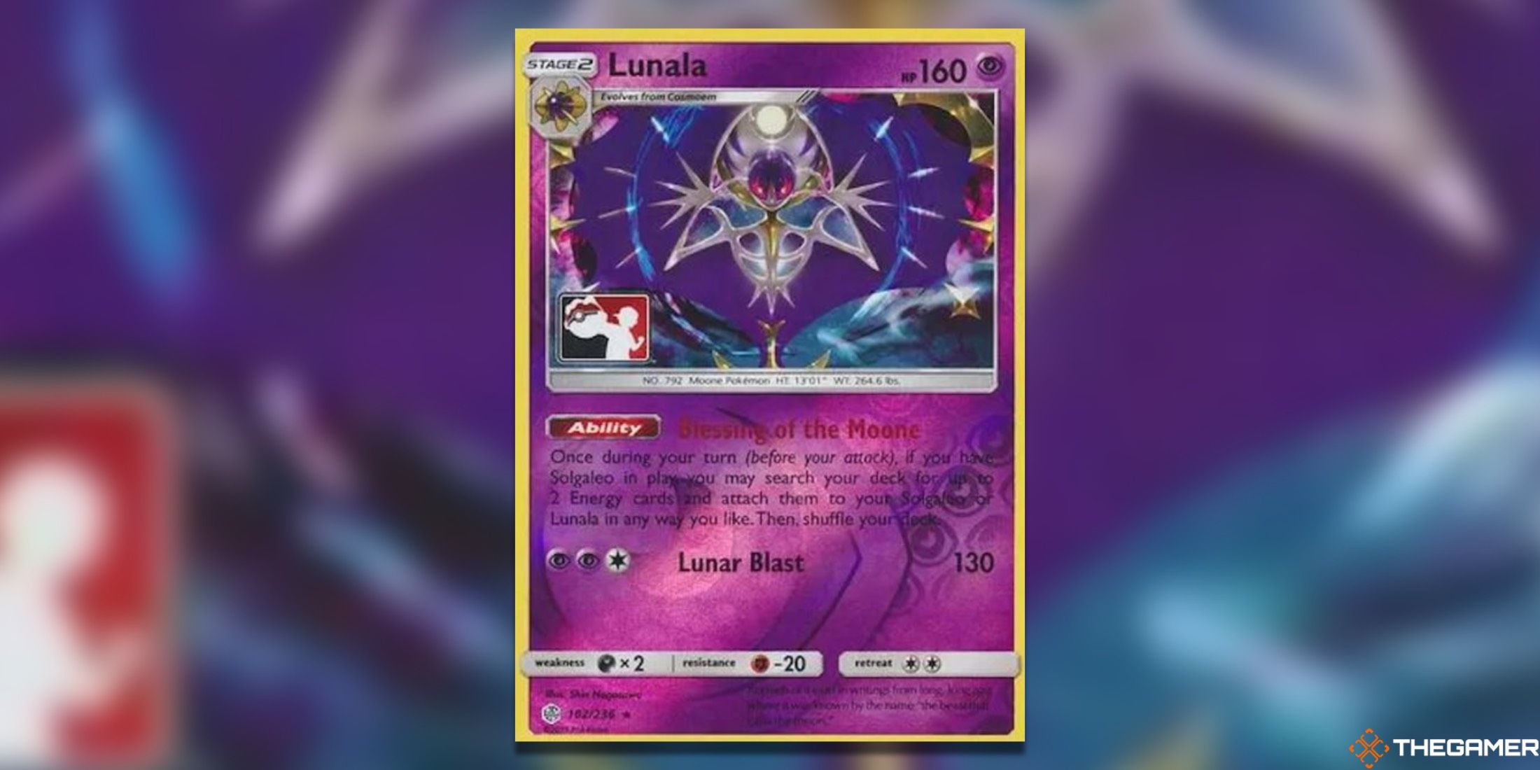 The Lunala League & Championship Promo from the Pokemon TCG.