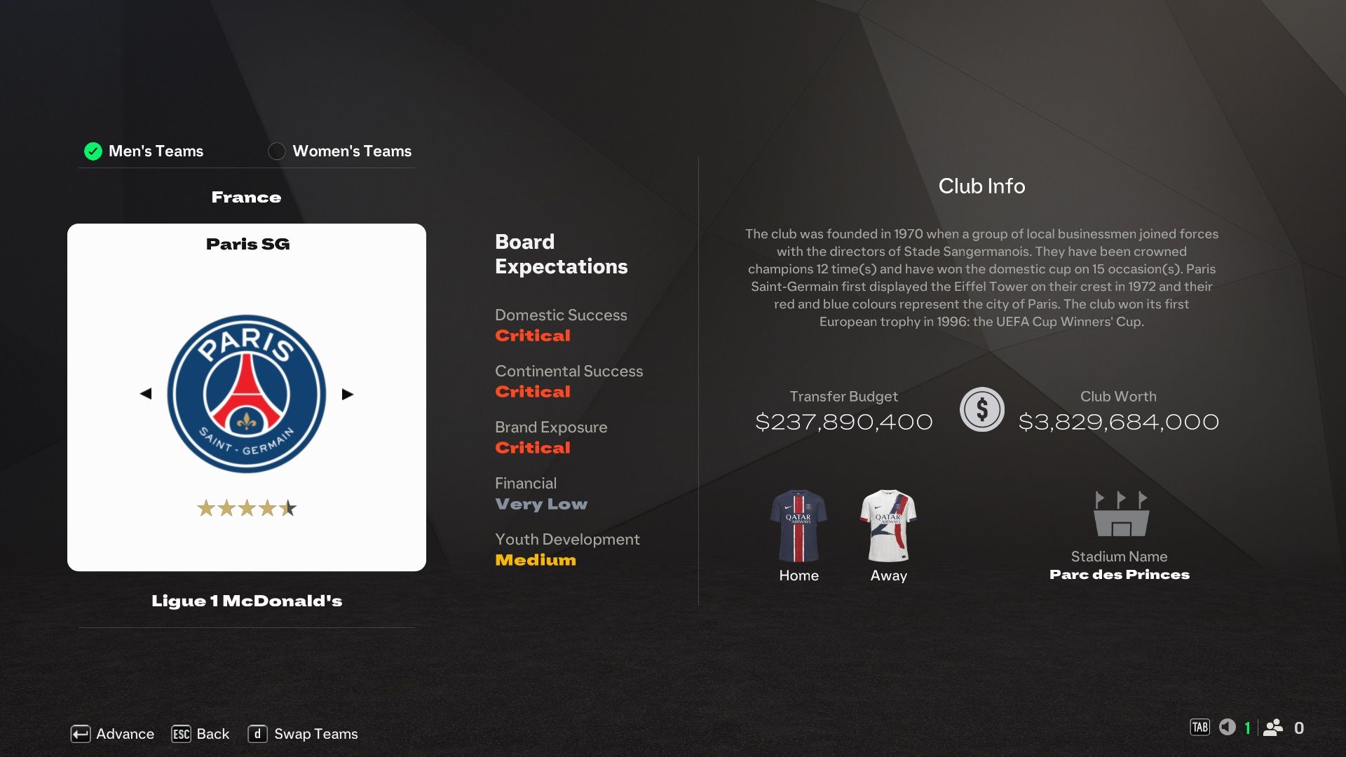 Paris Saint-Germain in EA Sports FC 25.