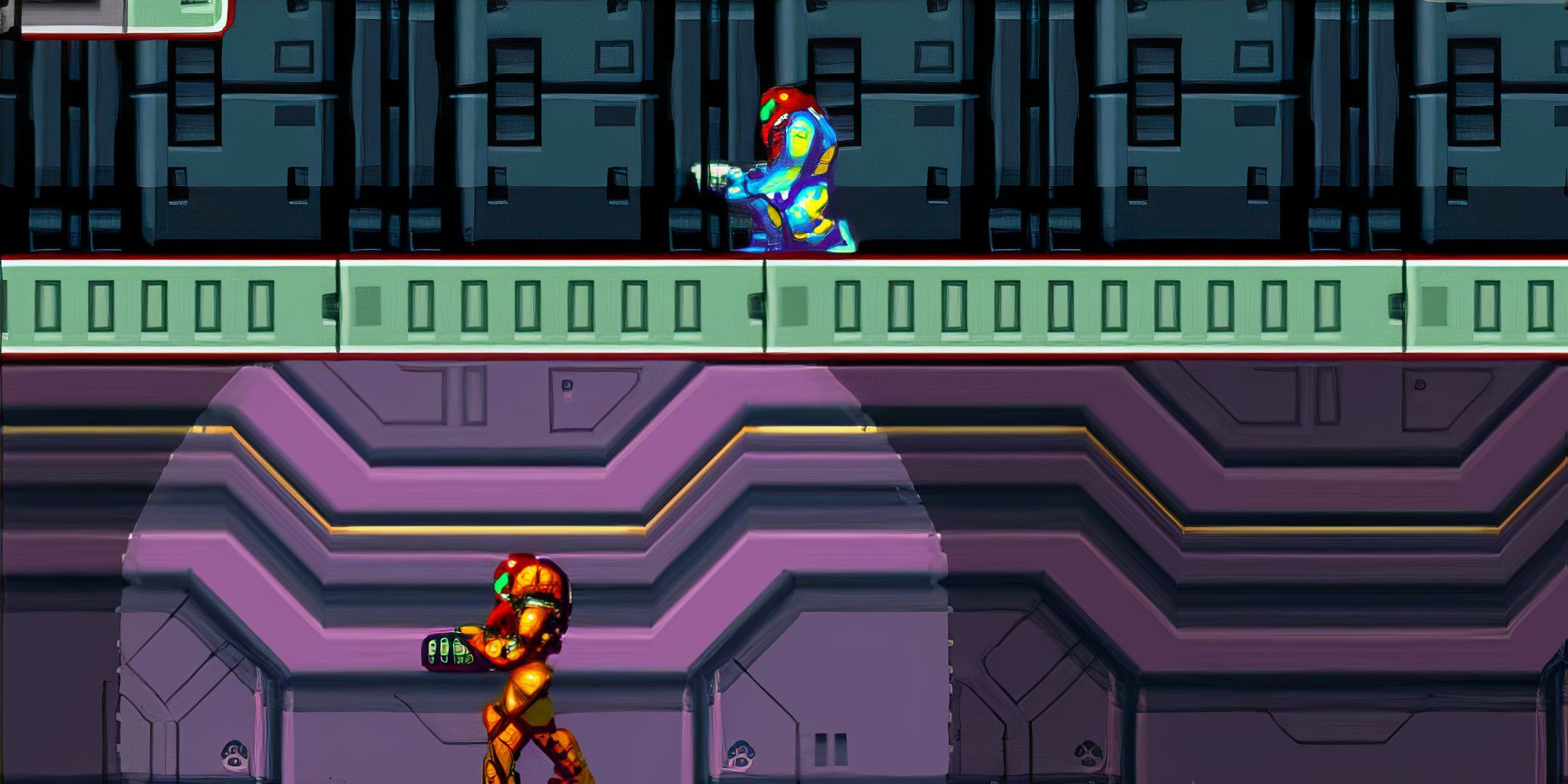 Hiding from SA-X in Metroid Fusion.