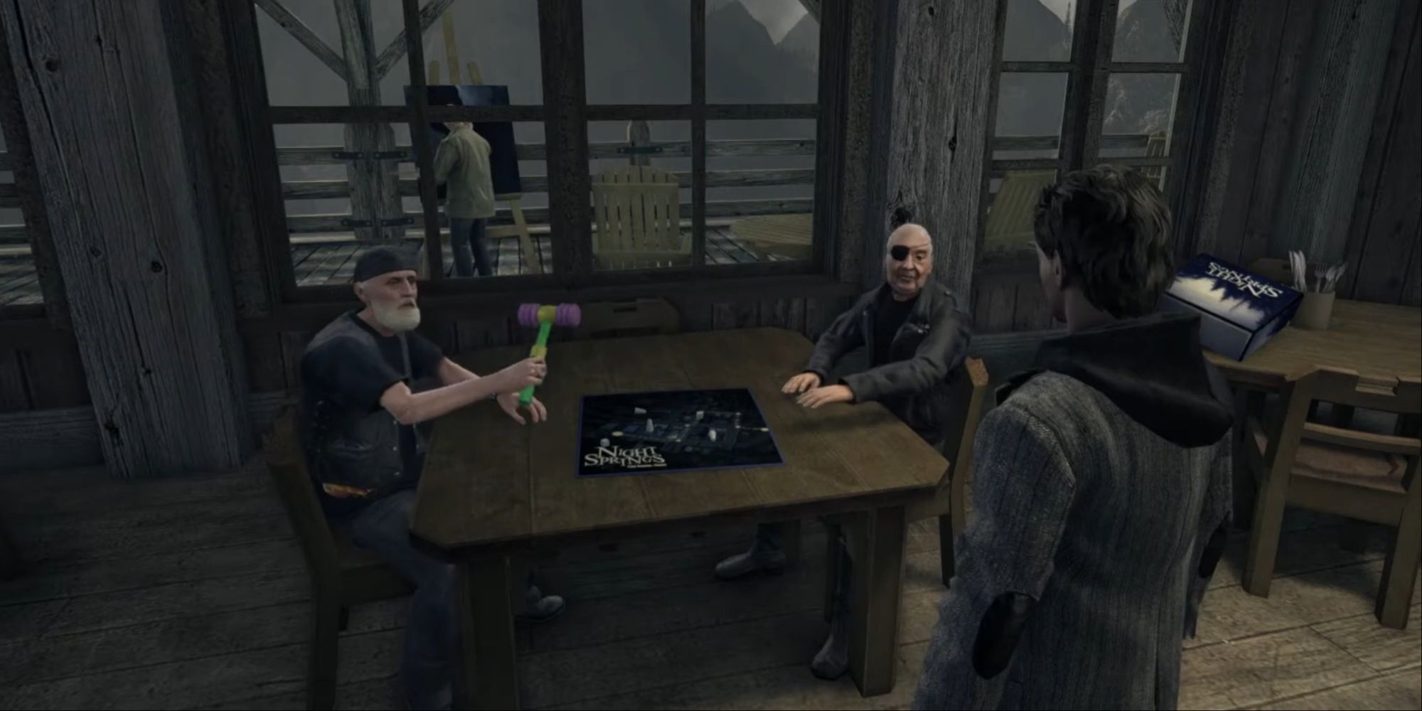 Odin And Tor Anderson playing with games on a 'Night Springs' Board while conversing with Alan Wake 2010.