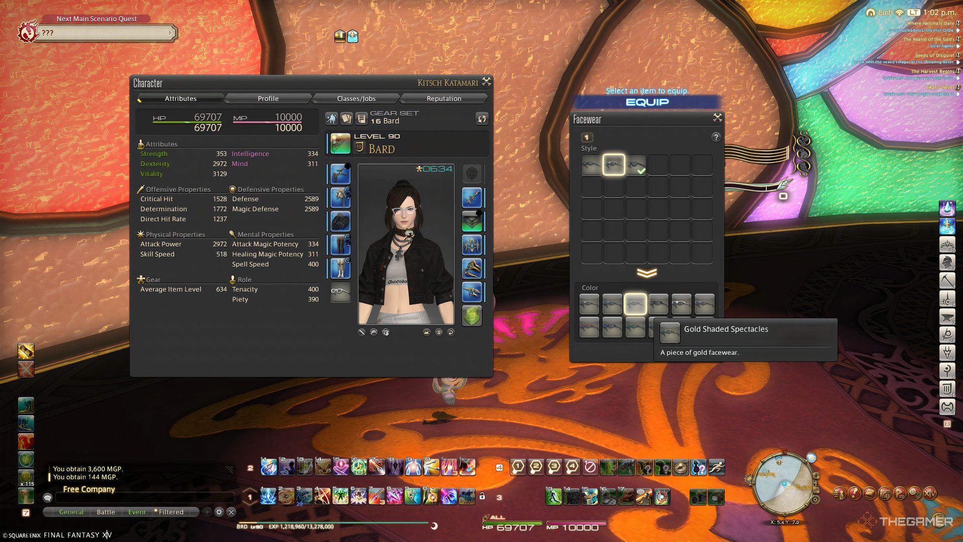 A player in the Facewear menu in Final Fantasy 14.