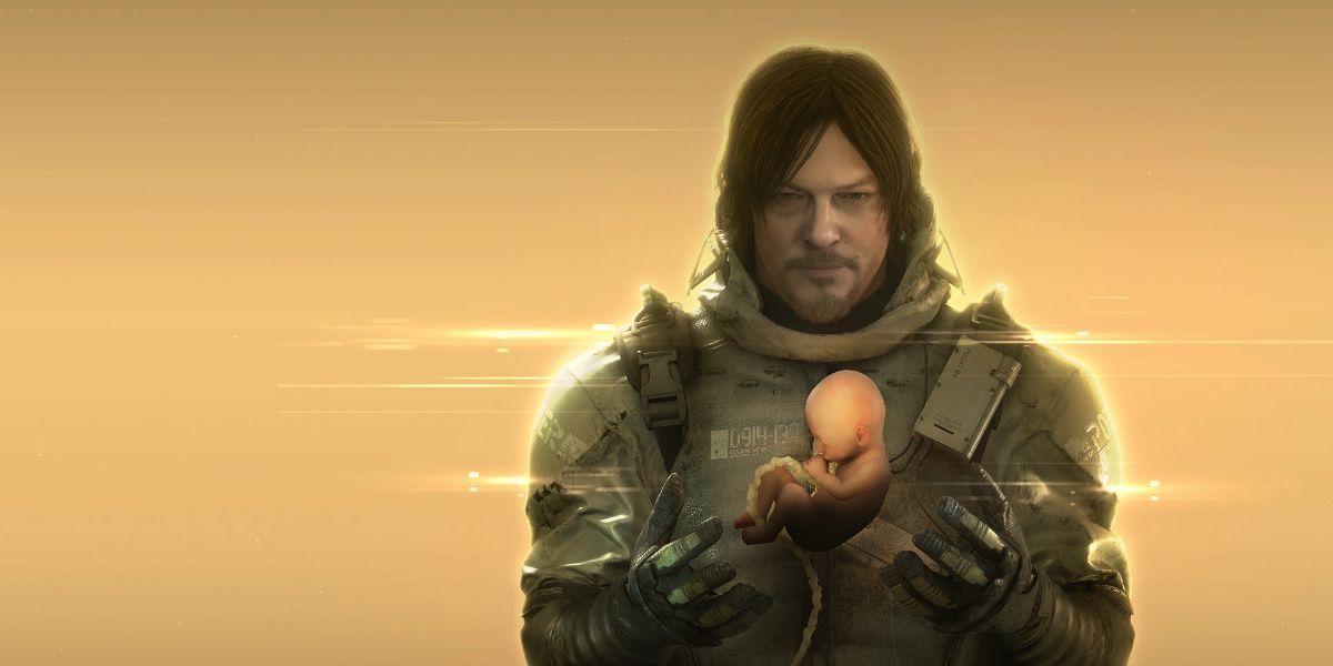 Sam holding a bridge baby in Death Stranding Directors Cut.