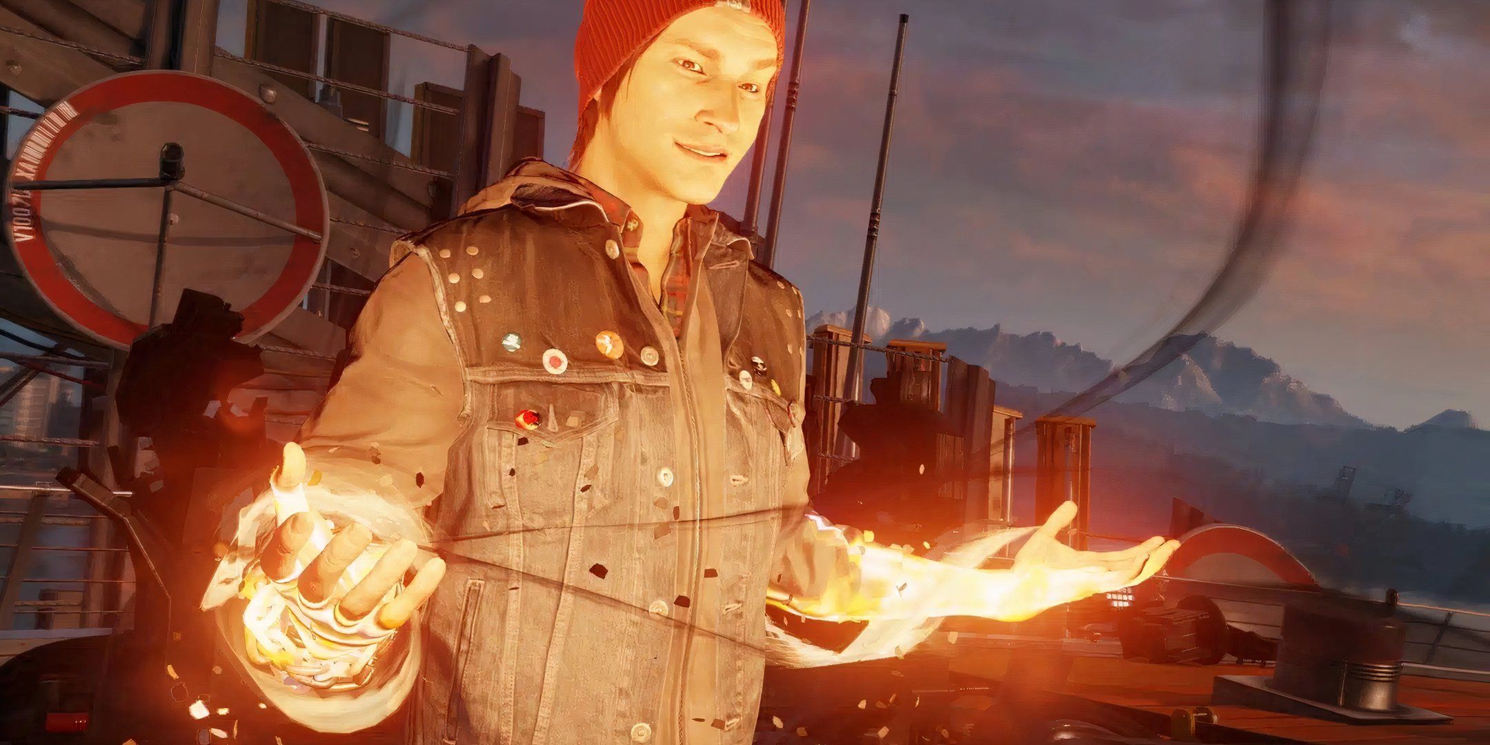 Delsin charges smoke and fire on his palms