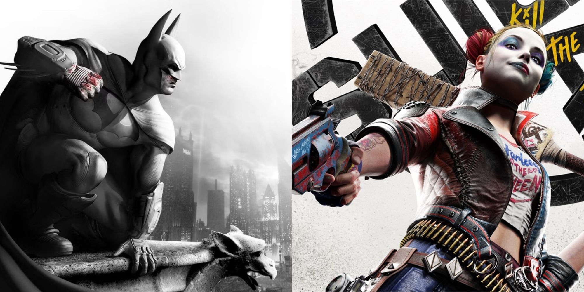 Key art for Batman Arkham City and Suicide Squad Kill The Justice League