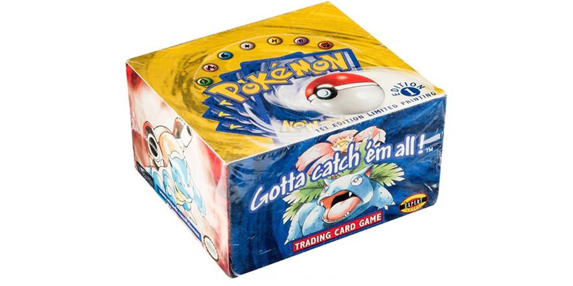 Pokemon TCG: Base Set Expansion, Booster Box with Venusaur and Blastoise art.