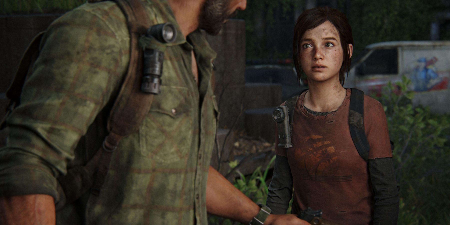 the last of us part 1 joel hands ellie pistol for emergencies only