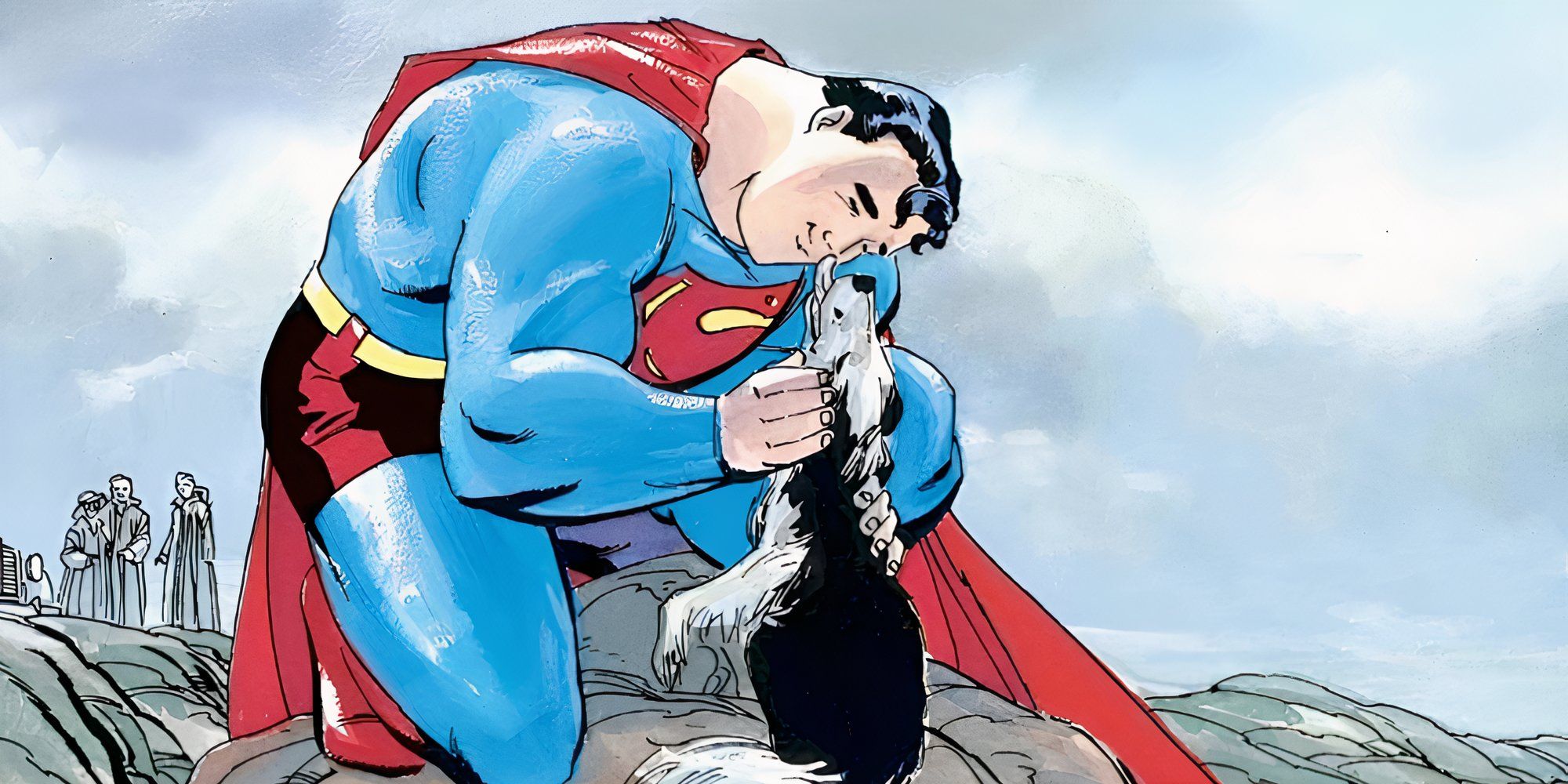 Superman saving a puppy in Superman For All Seasons