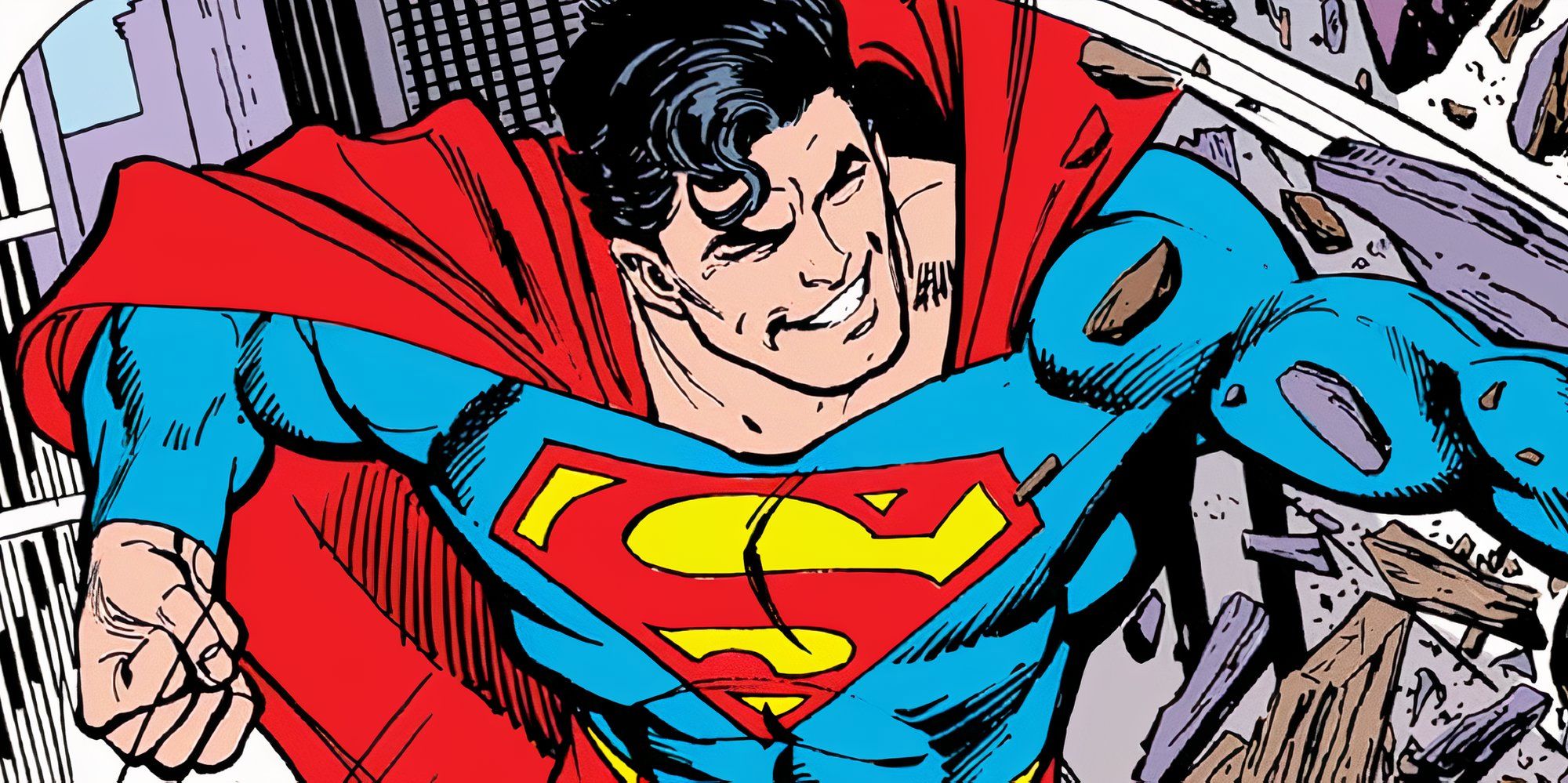 Superman punching through a wall in John Byrne's The Man Of Steel