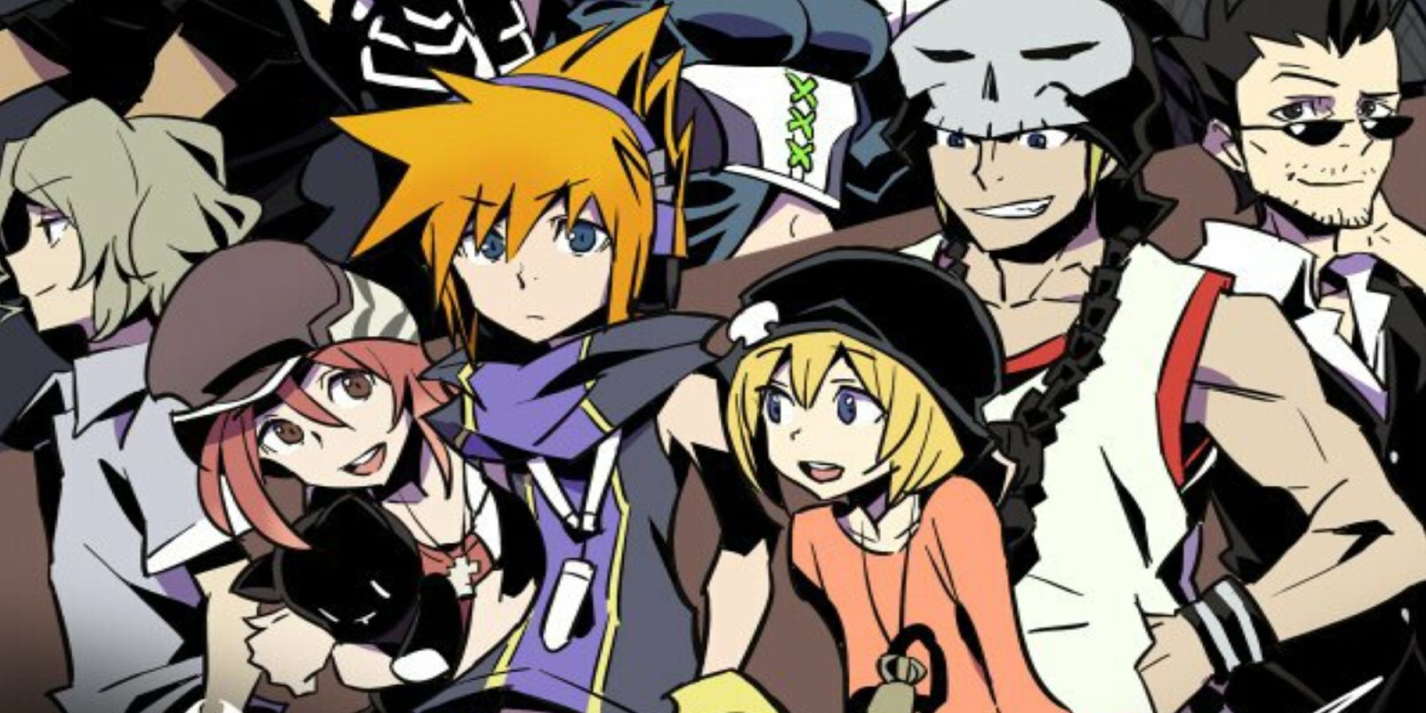 The World Ends With You cast: Neko, Rindou, Shiki, Beat, Rhyme, Fret, Joshua