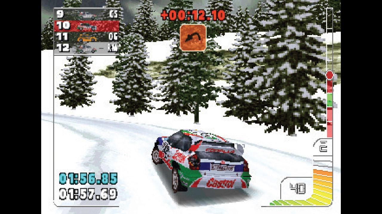 Snow and ice cover the Scandinavian tracks in Colin McCrae Rally for PS1