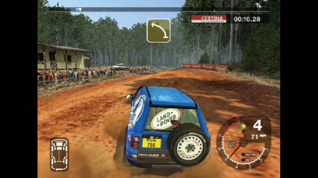 An SVU drivers through deep mud in Colin McCrae Rally 2005 for PS2