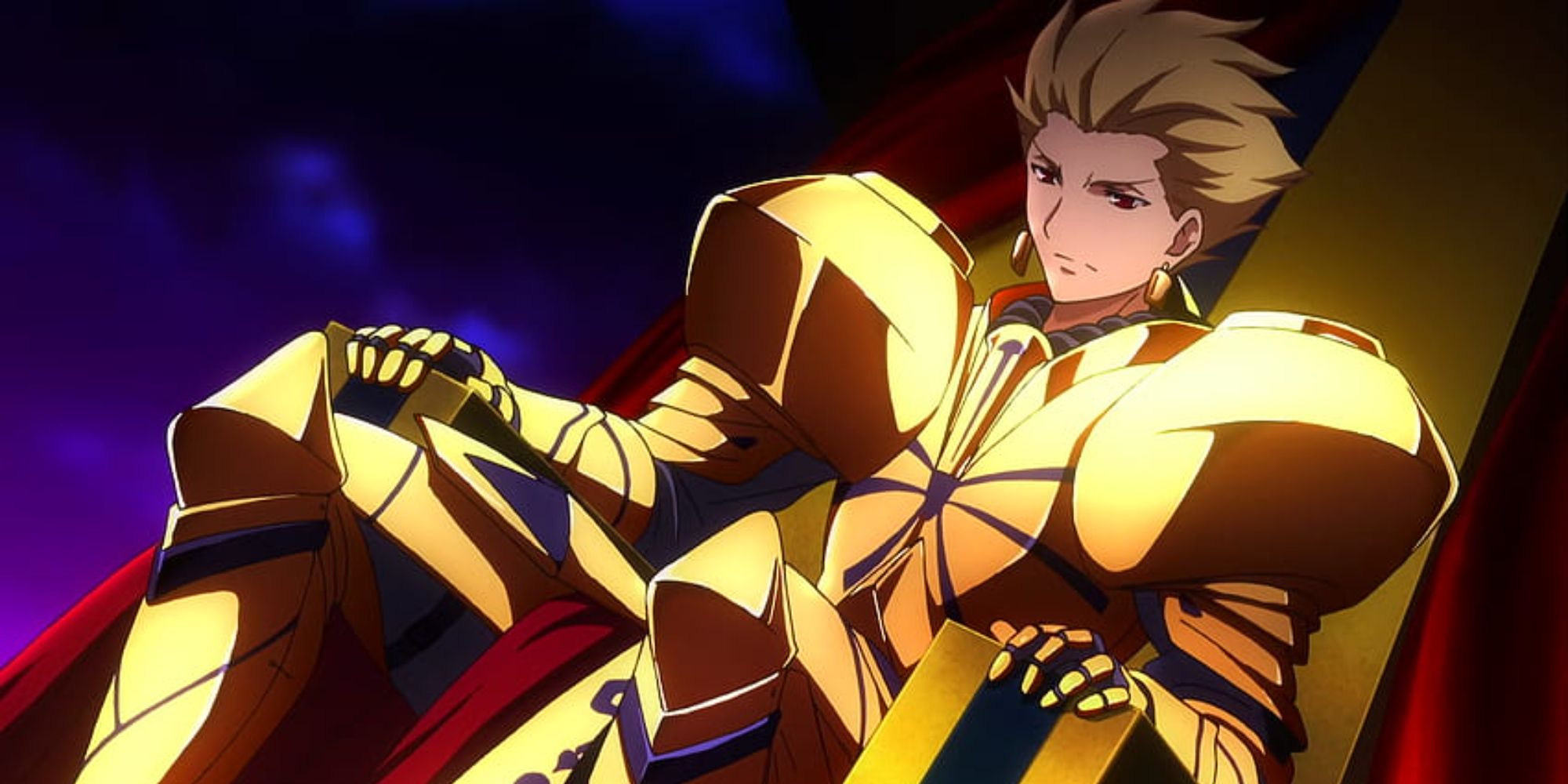 Gilgamesh sitting on a throne 