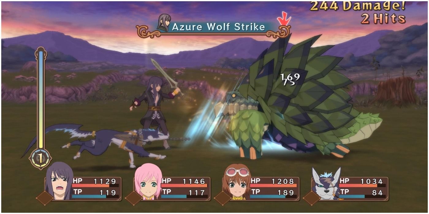 Vesperia's Yuri landing the Azure Wold Strike